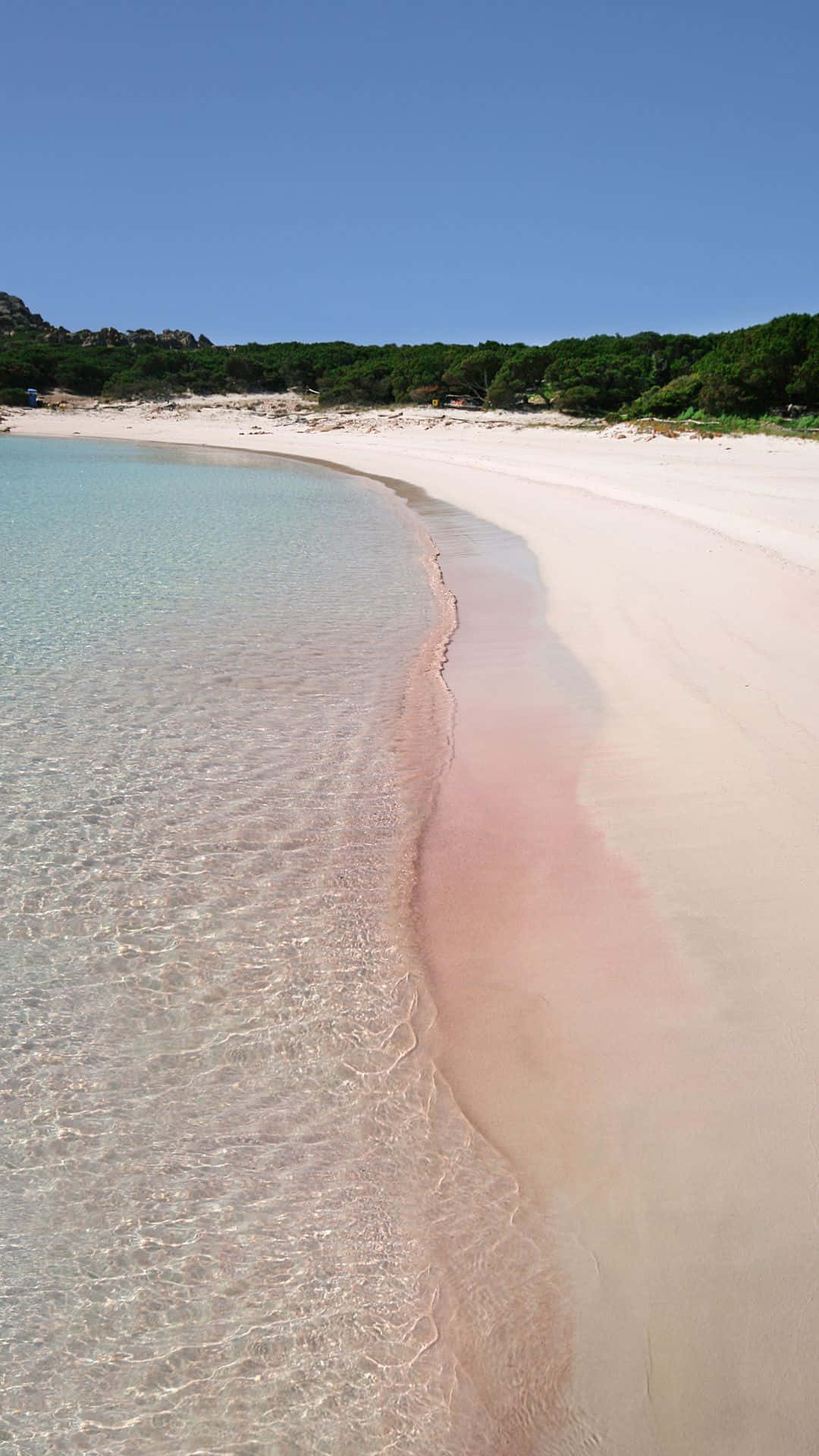 Pink Beach, pinkish sand, turquoise water, Full HD Phone Wallpaper