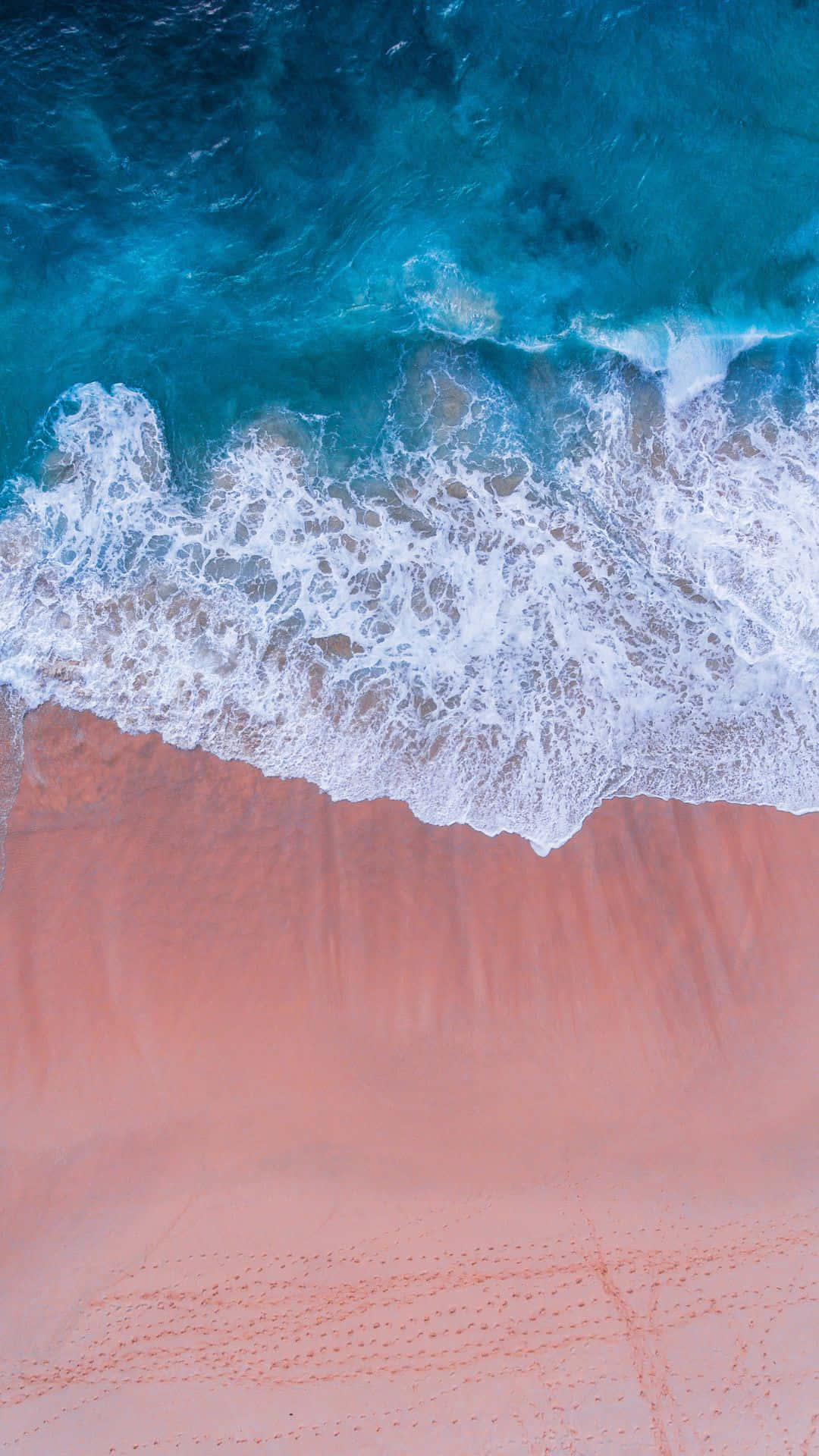 Pink Beach, turquoise waves, vibrant pink sand, Full HD Phone Wallpaper