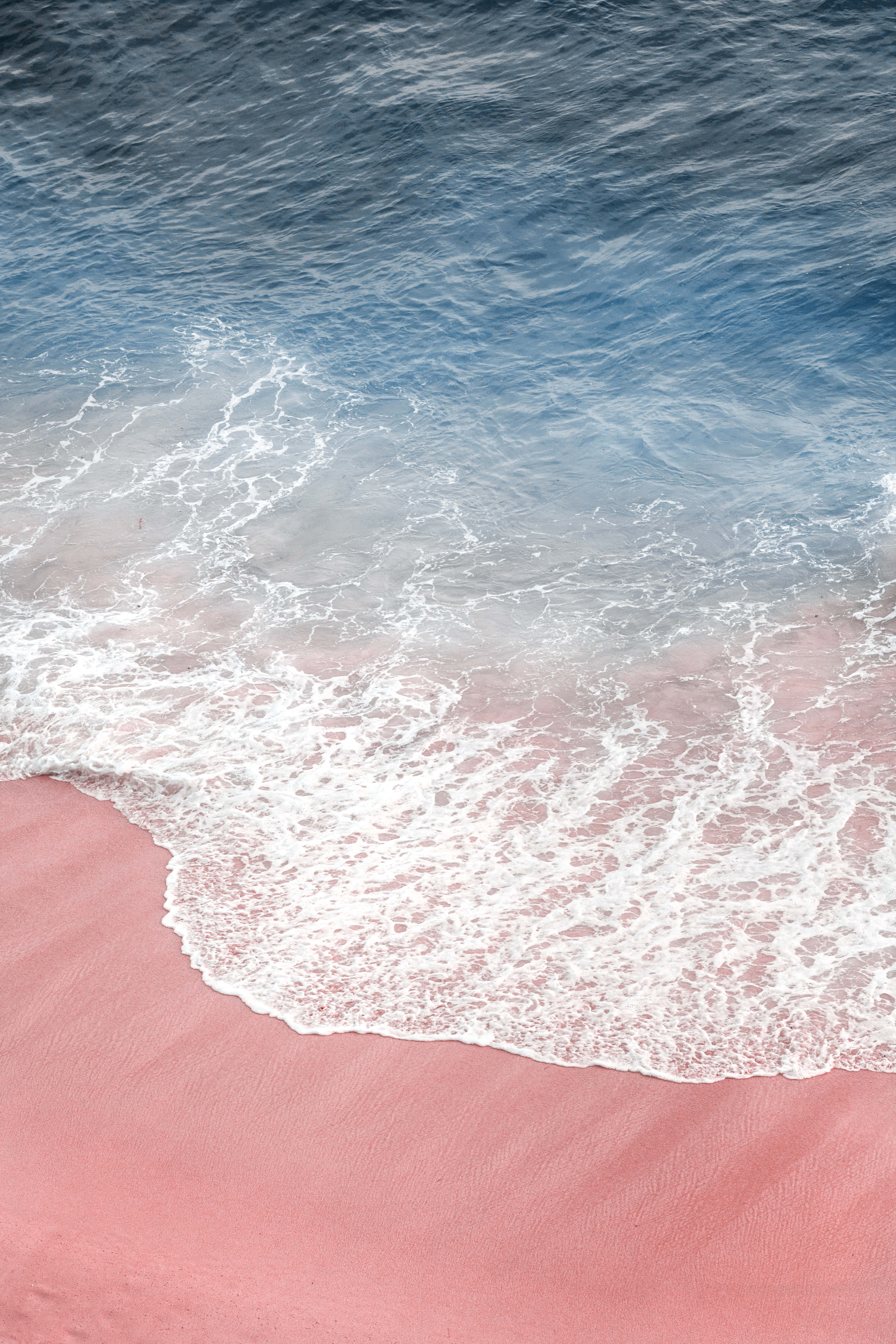 Pink Beach, turquoise waves, pink sand beach, 5K Phone Wallpaper