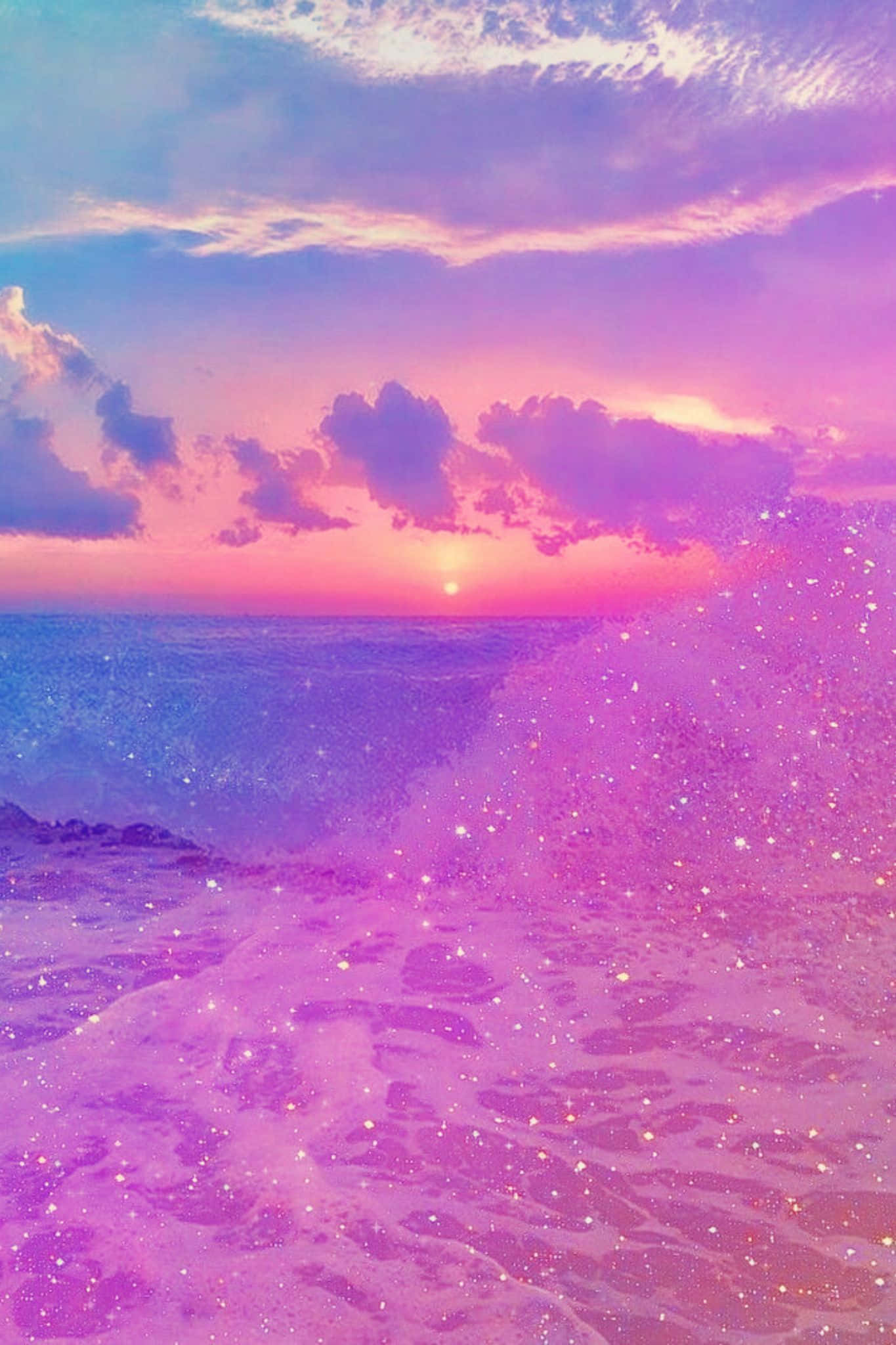 Pink Beach, sunset, pink purple sky, Full HD Phone Wallpaper