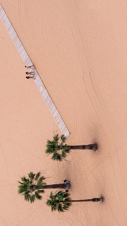 pastel peach aesthetic, pink sand beach, wooden boardwalk, SD Phone Wallpaper