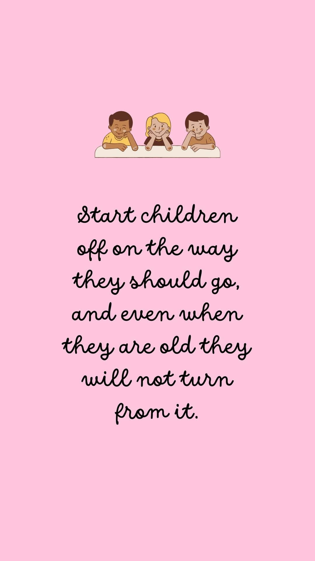 Childrens Bible Verse, pink background, cartoon children, Full HD Phone Wallpaper