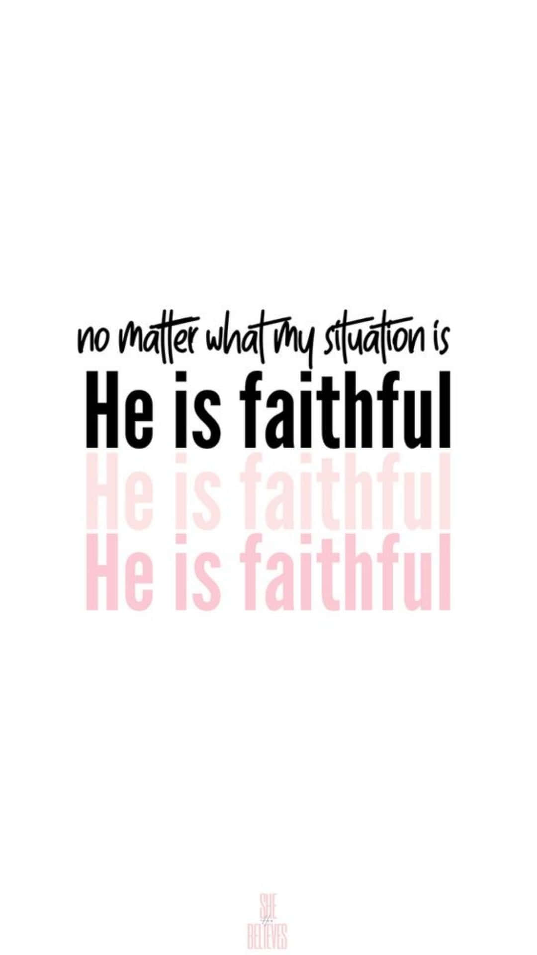 Faithful Pink Inspirational Quote, bold black text, soft pink text, Full HD Phone Wallpaper