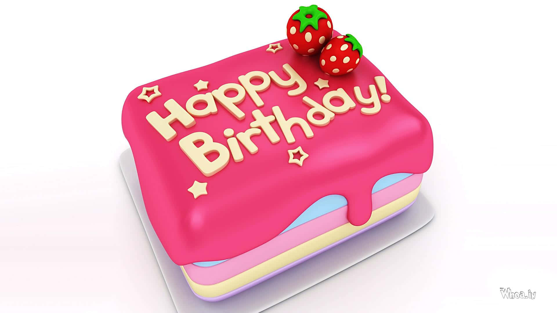 pink birthday, birthday cake, yellow icing text, Full HD Desktop Wallpaper