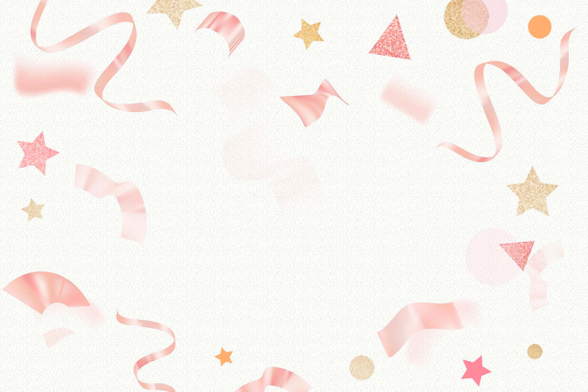 pink birthday, confetti stars, ribbons, Full HD Desktop Wallpaper