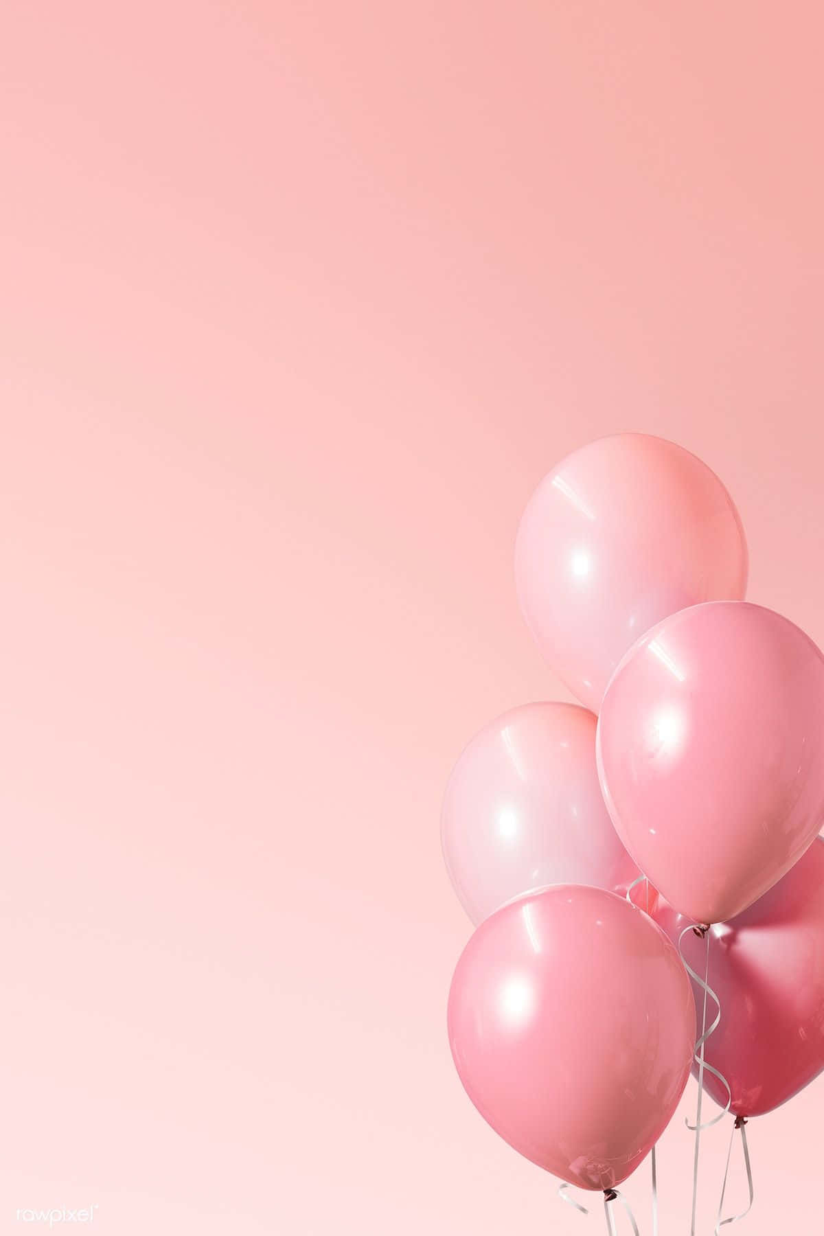 pink birthday, glossy pink balloons, soft gradient pink background, HD Phone Wallpaper