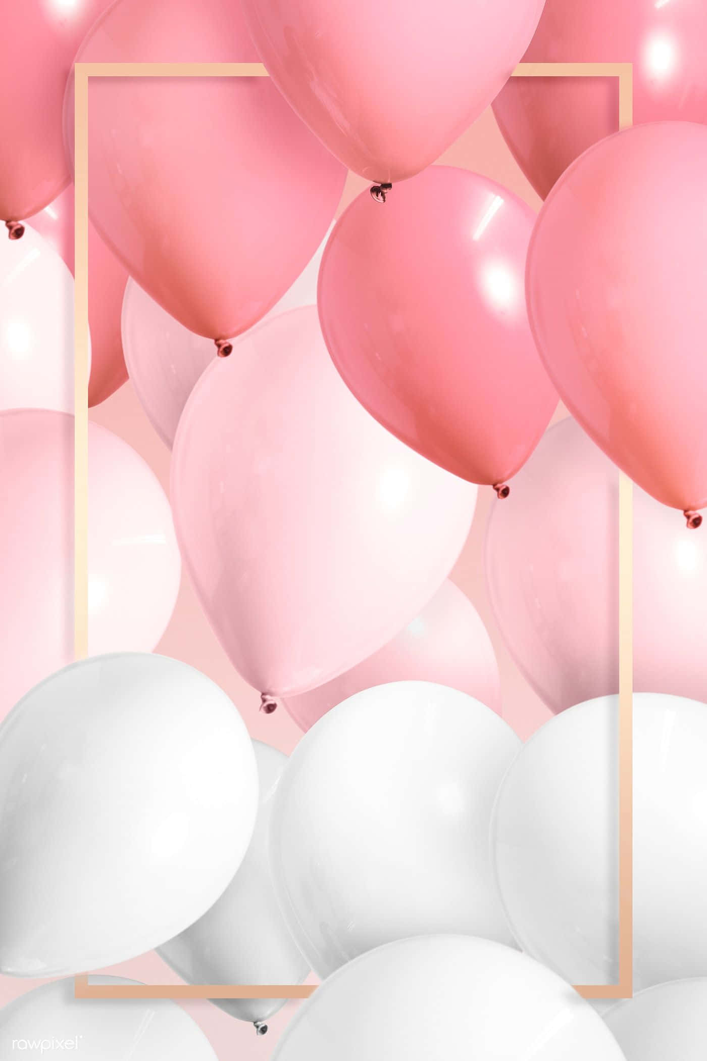 pink birthday, soft pink, white balloons, Full HD Phone Wallpaper