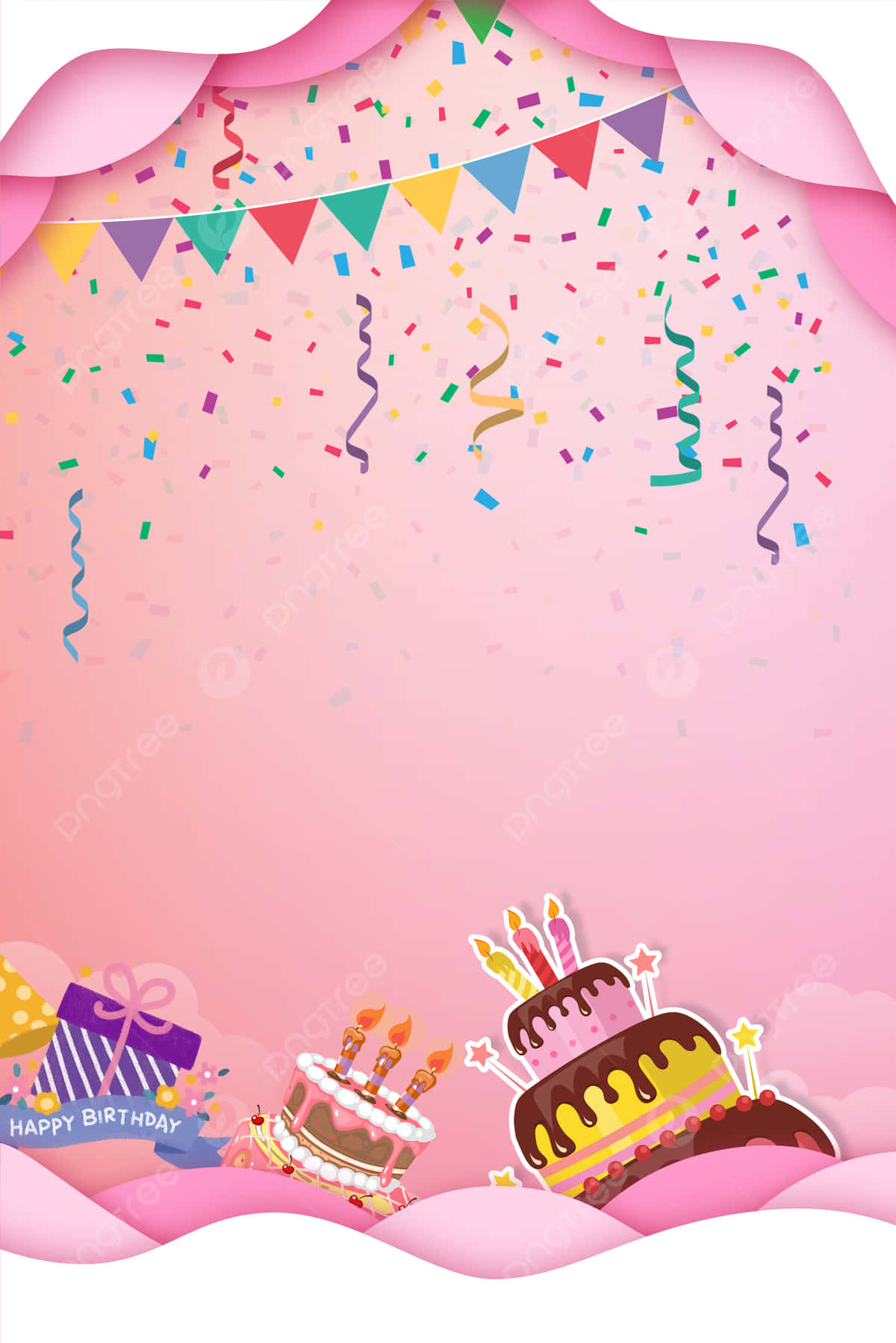 pink birthday, confetti, cake, HD Phone Wallpaper
