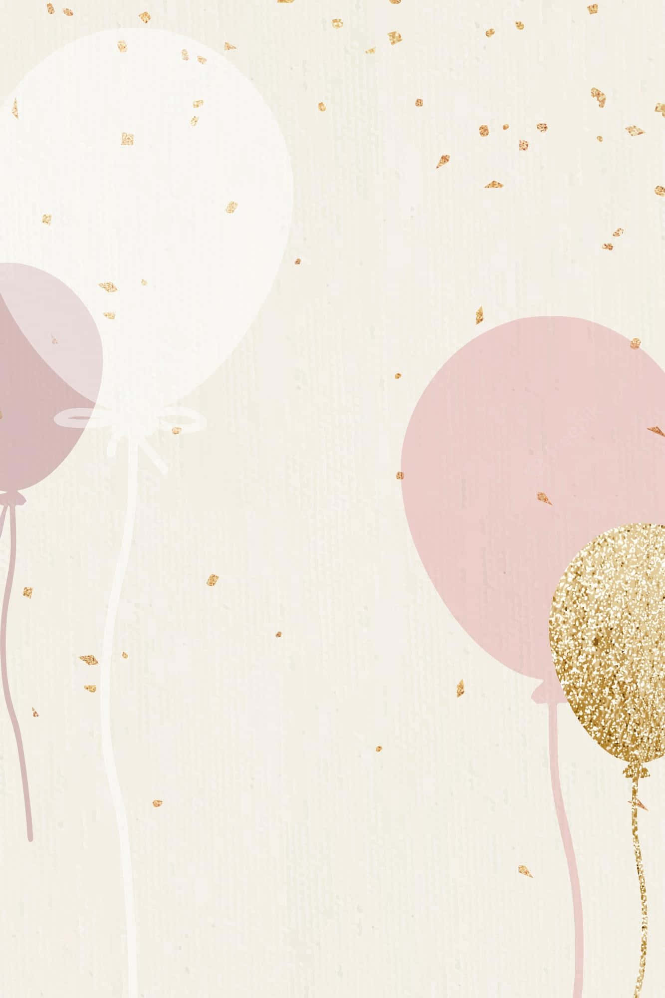 pink, gold, balloons, Full HD Phone Wallpaper