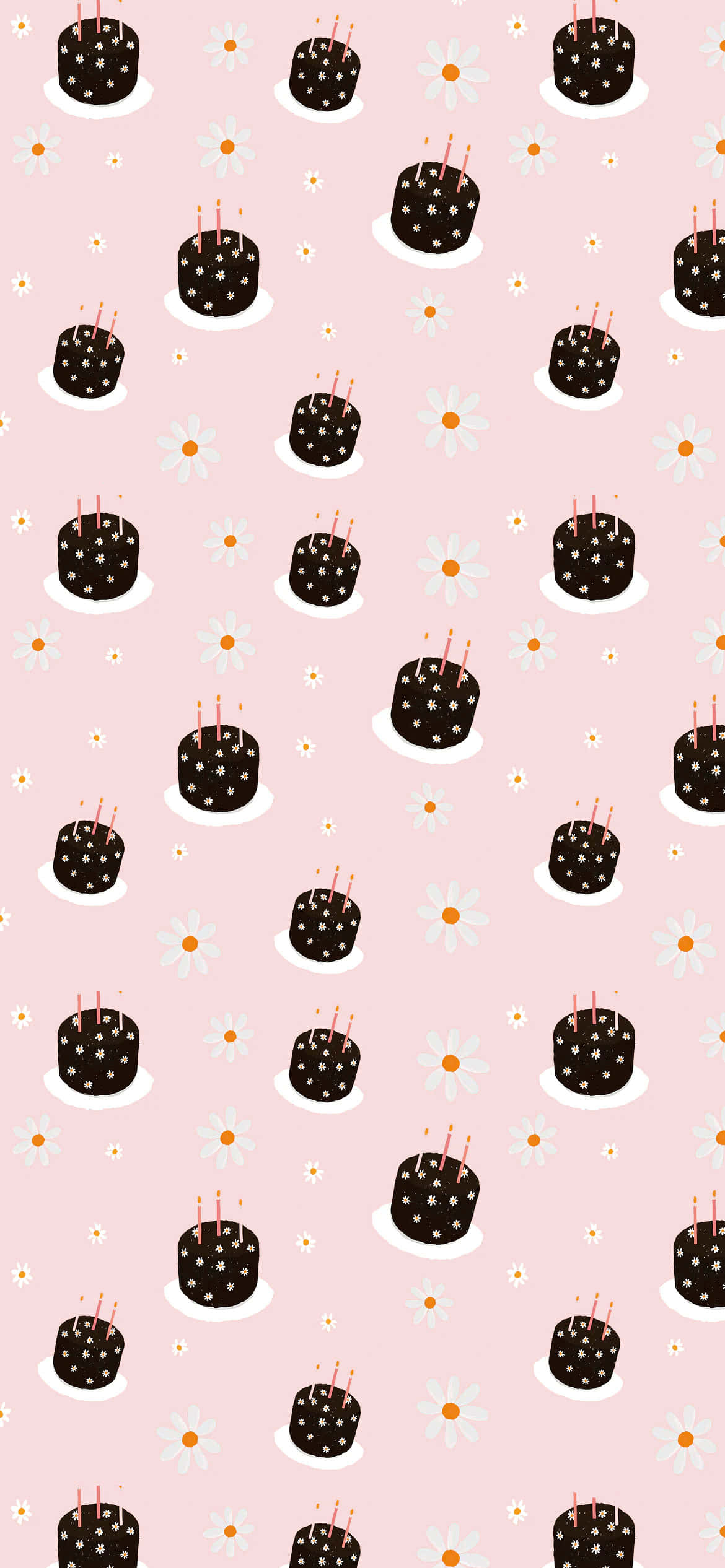 chocolate birthday cakes, candles, daisies, Full HD Phone Wallpaper