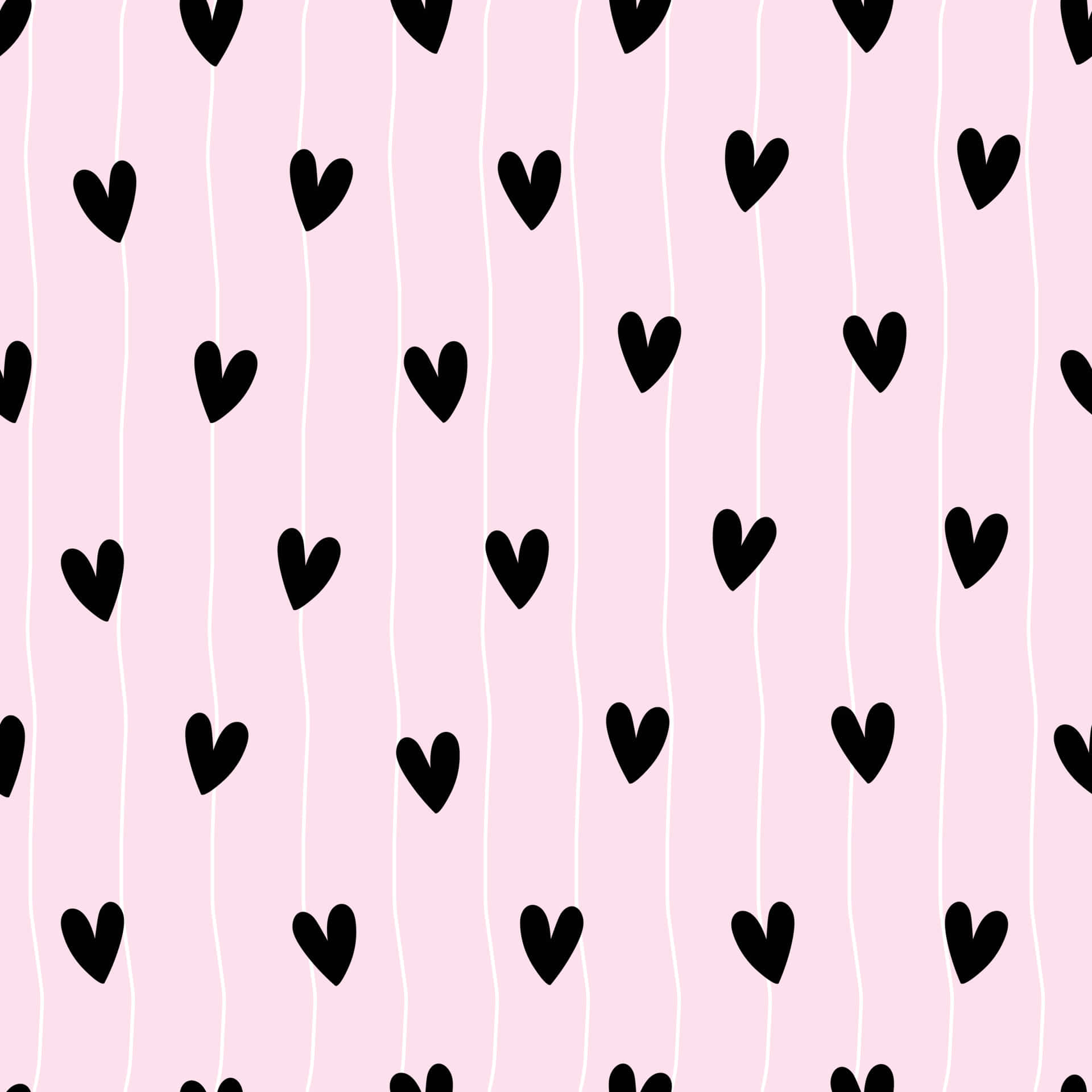 pink background, black hearts, white vertical lines, Full HD Desktop Wallpaper