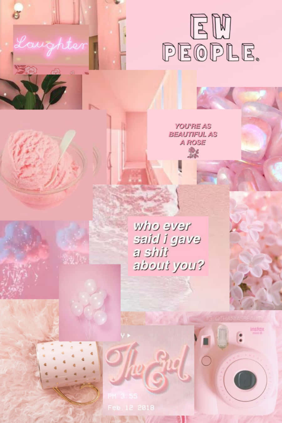 pink, white, collage, HD Phone Wallpaper