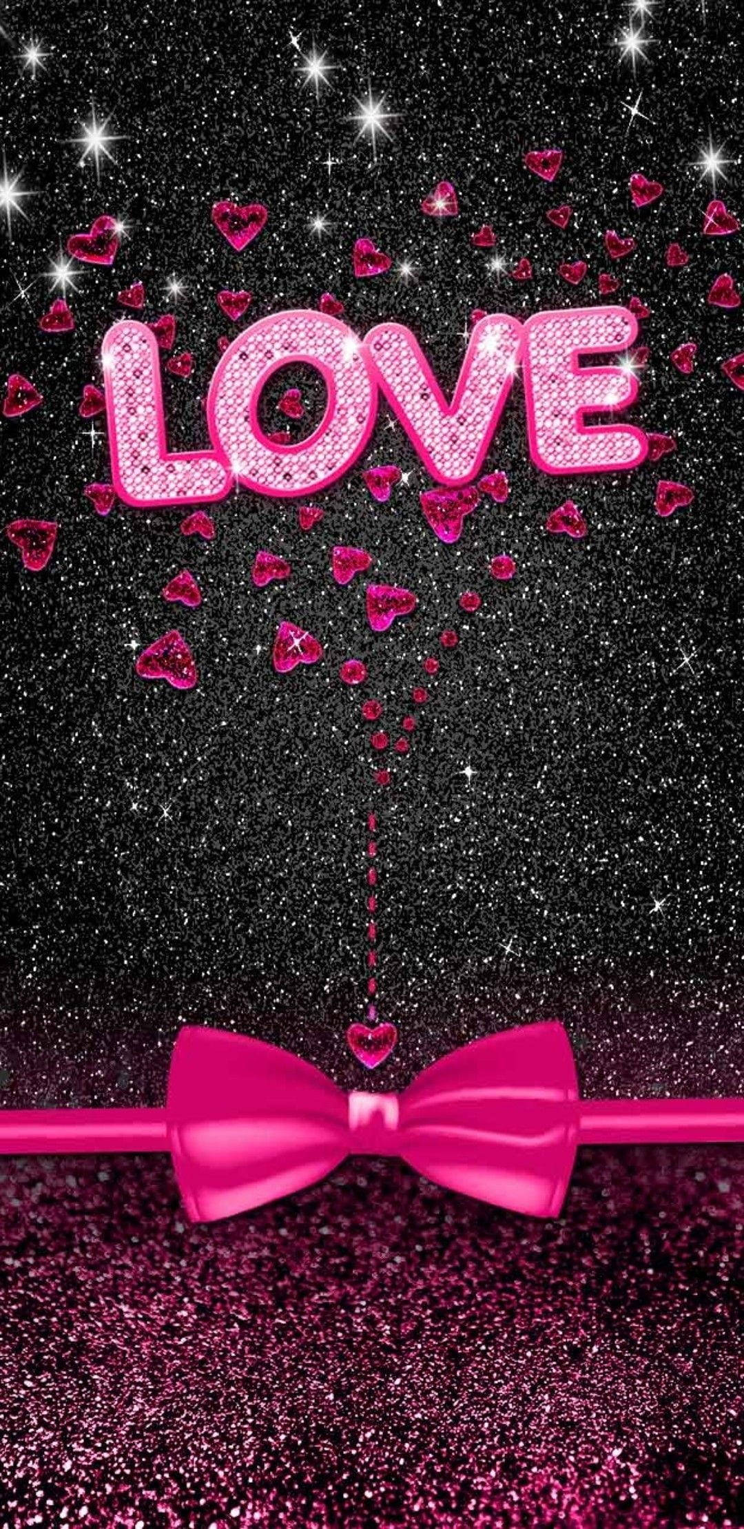 Girly Black And Pink Glitters, pink hearts, glitter, Full HD Phone Wallpaper