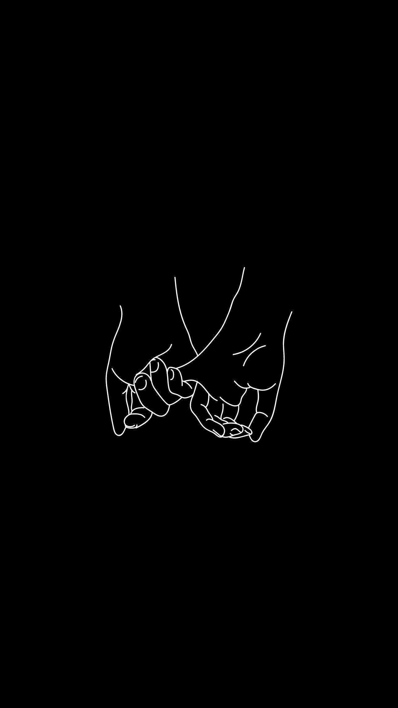 Love Black And White, Pinky Holding, minimalist white line drawing, Full HD Phone Wallpaper