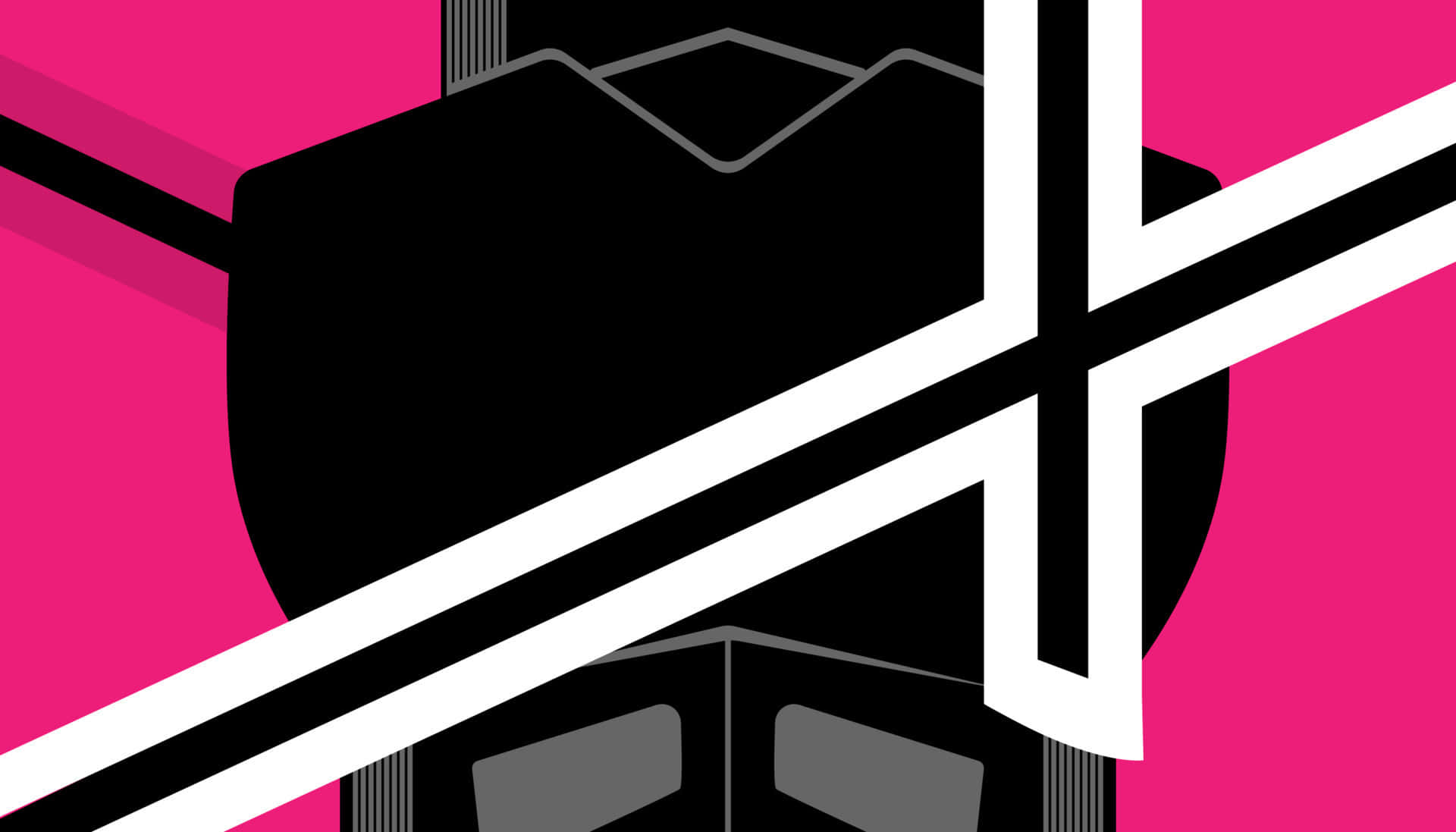 abstract pinkand black design, vibrant pink background, black shapes, Full HD Desktop Wallpaper