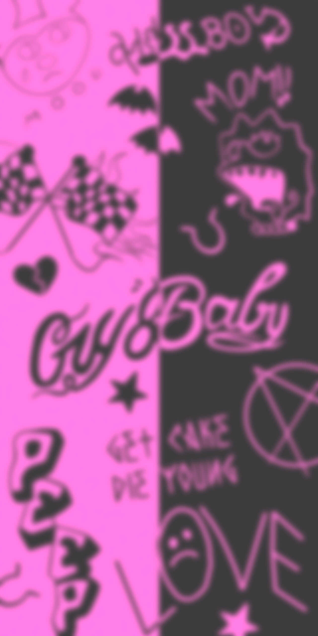 Pink Black, vibrant pink, black, 2K Phone Wallpaper
