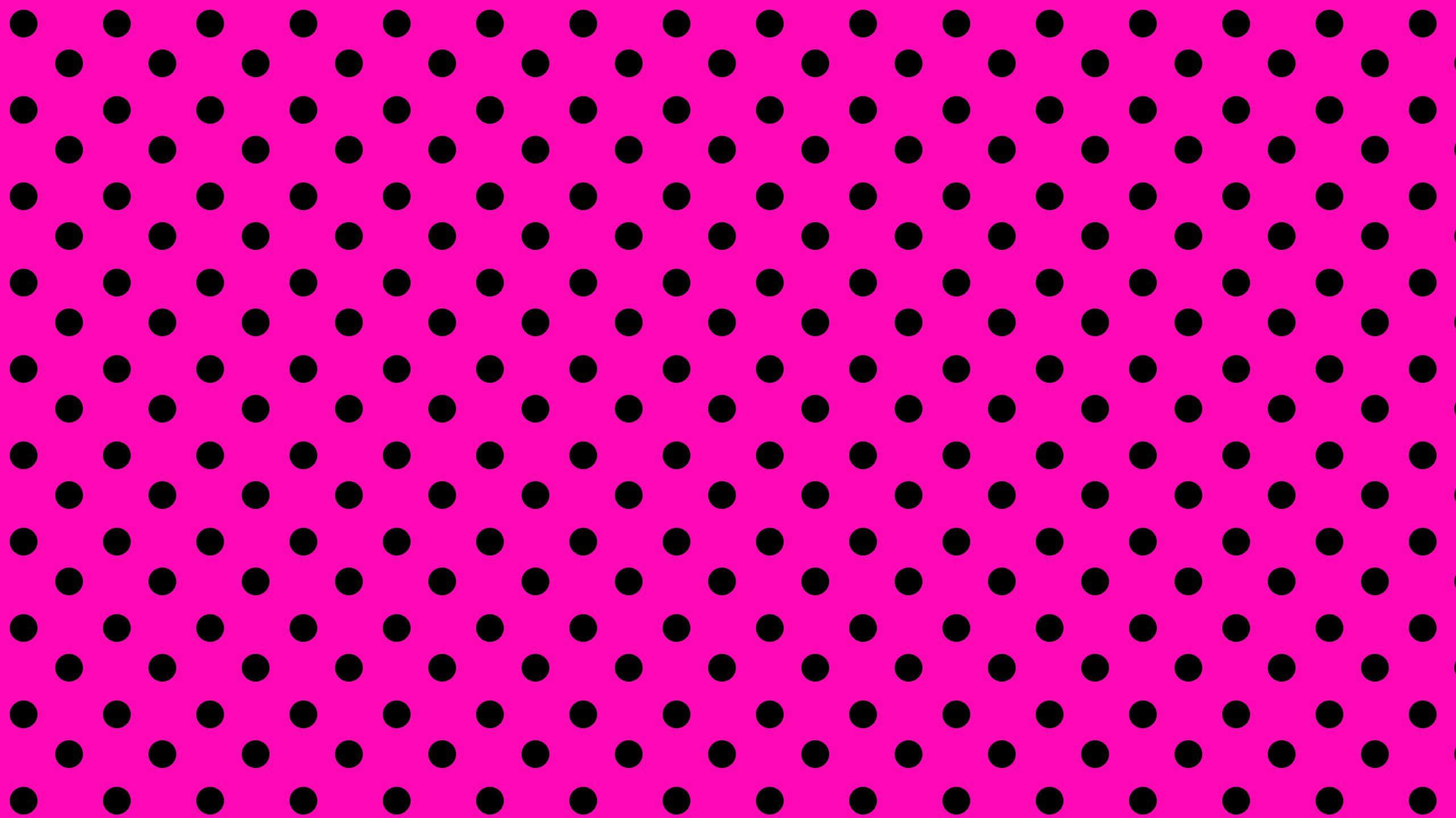 Pink Black, vibrant pink, black polka dots, 2K Desktop Wallpaper