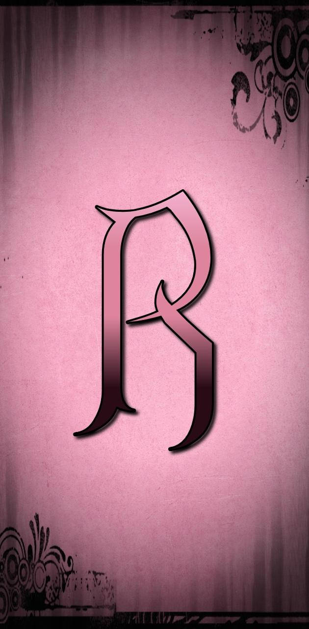 Letter R, gradient pink and black, textured pink background, HD Phone Wallpaper