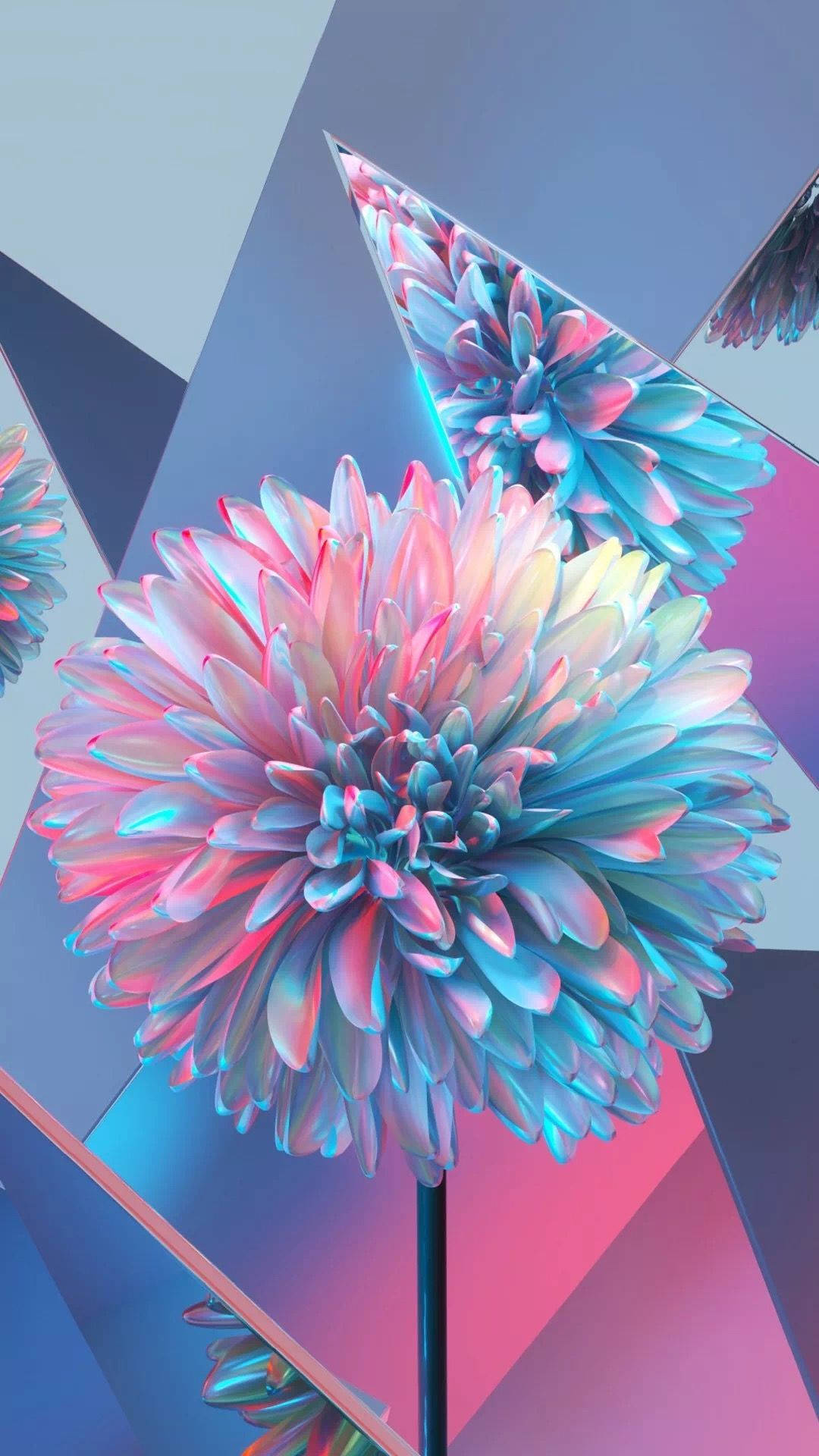 Pink Blue Fluorescent Flower, neon flower, pink and blue petals, Full HD Phone Wallpaper