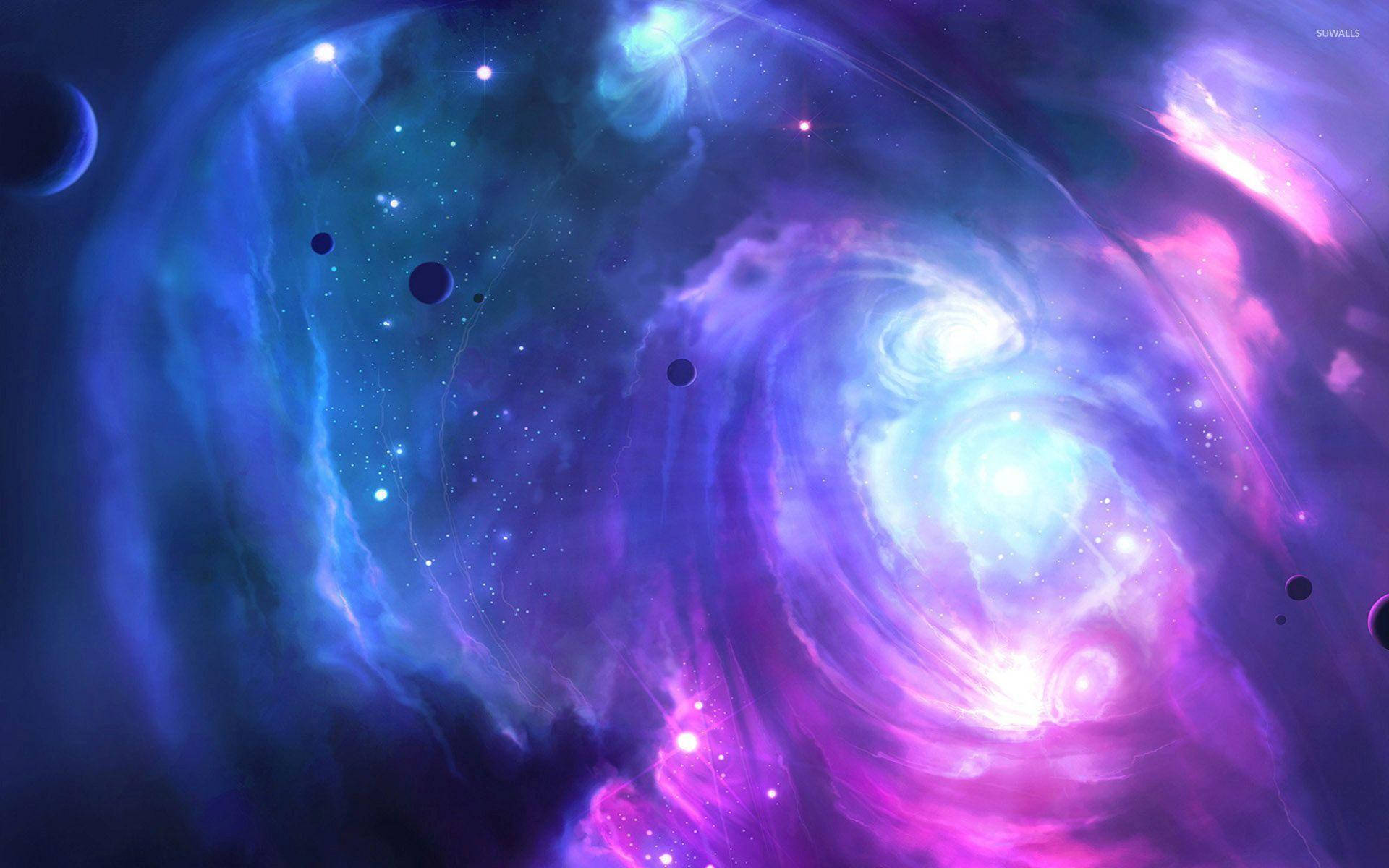 Pink And Blue Galaxy, cosmic nebula, electric blues, Full HD Desktop Wallpaper