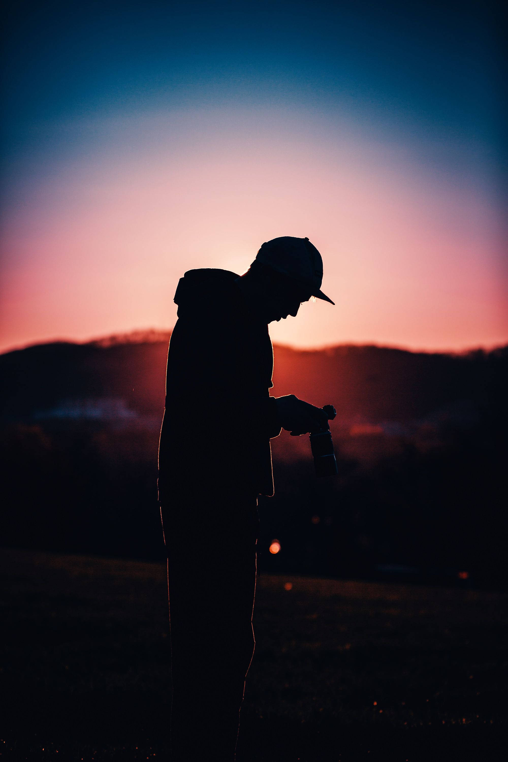 person, cap, bottle, 2K Phone Wallpaper