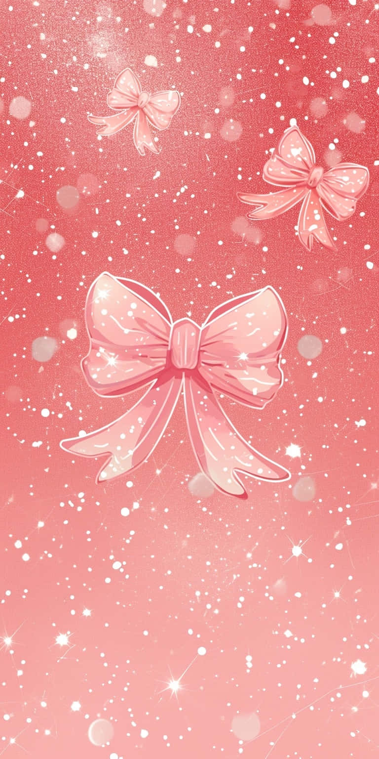 sparkling pink bows, soft pink gradient, sparkling glitter, HD Phone Wallpaper