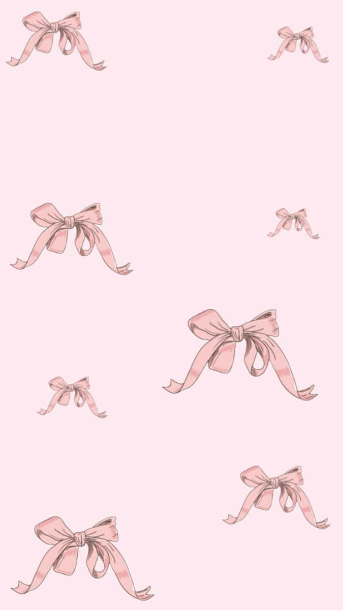 Pink Bows Pattern, soft pink bows, striped ribbon, SD Phone Wallpaper