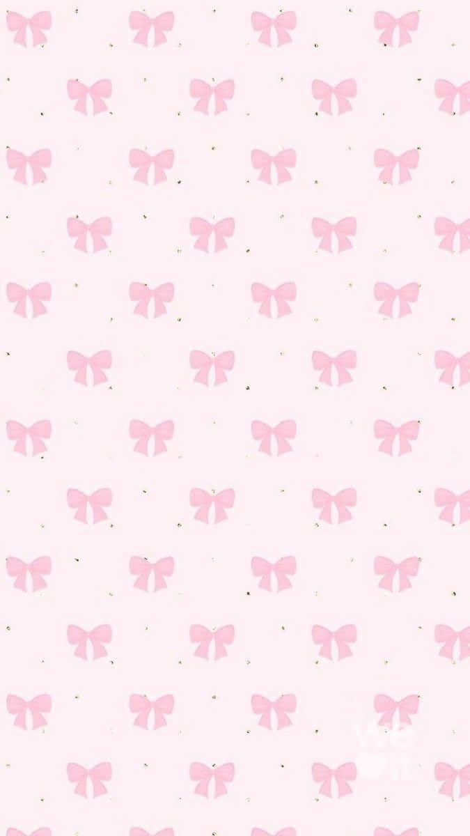 Pink Bow Pattern, repeating bow motifs, tiny gold specks, SD Phone Wallpaper