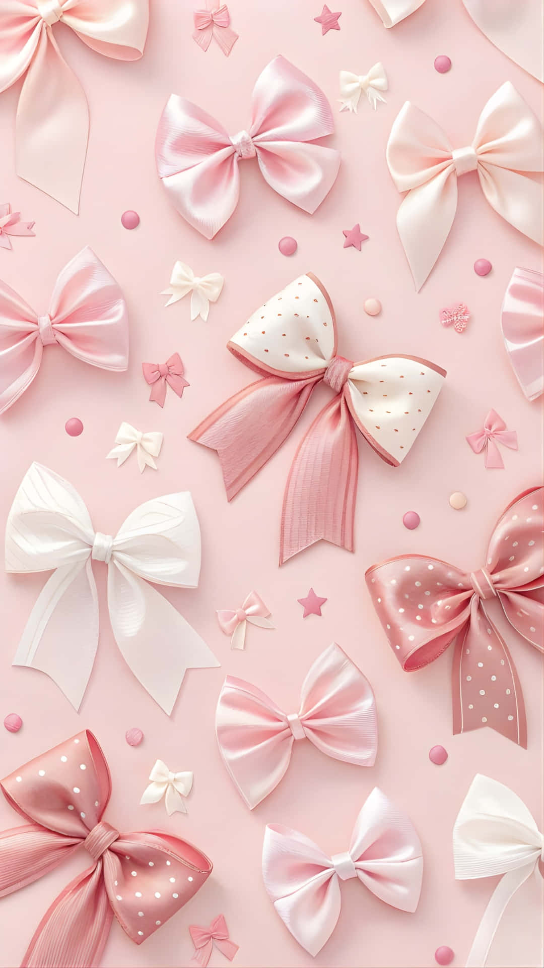 pastel pink background, satin bows, shades of pink and white, Full HD Phone Wallpaper