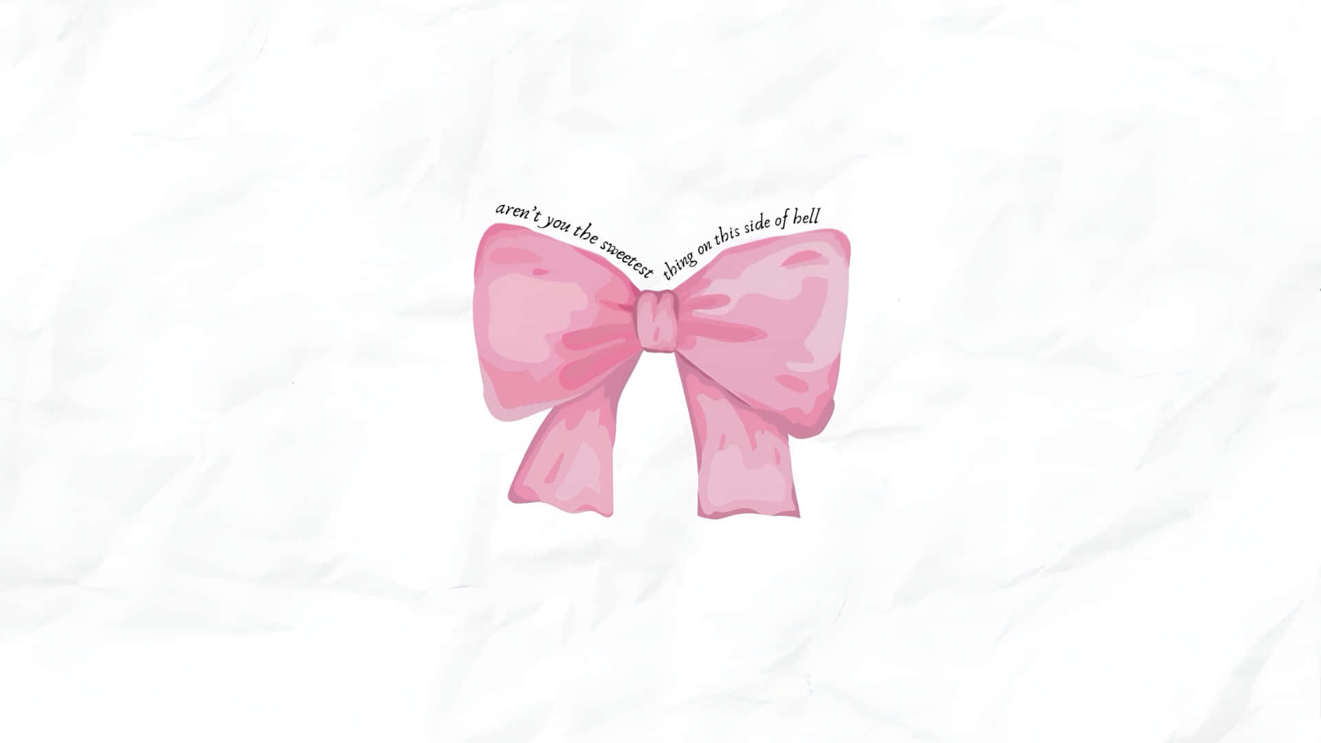 pink bow, ribbon tails, crumpled white paper, Full HD Desktop Wallpaper