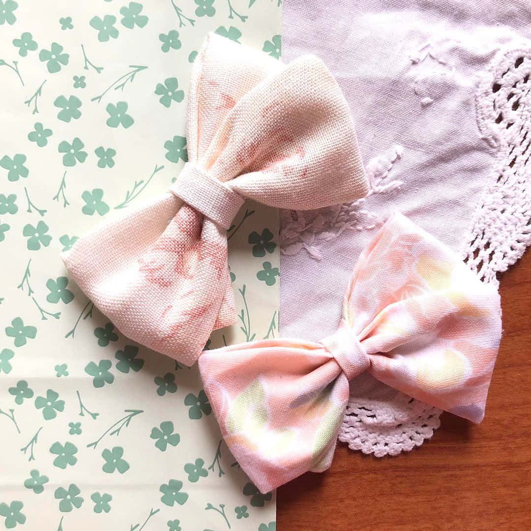 pastel pink bow, floral patterns, patterned paper, SD Desktop Wallpaper