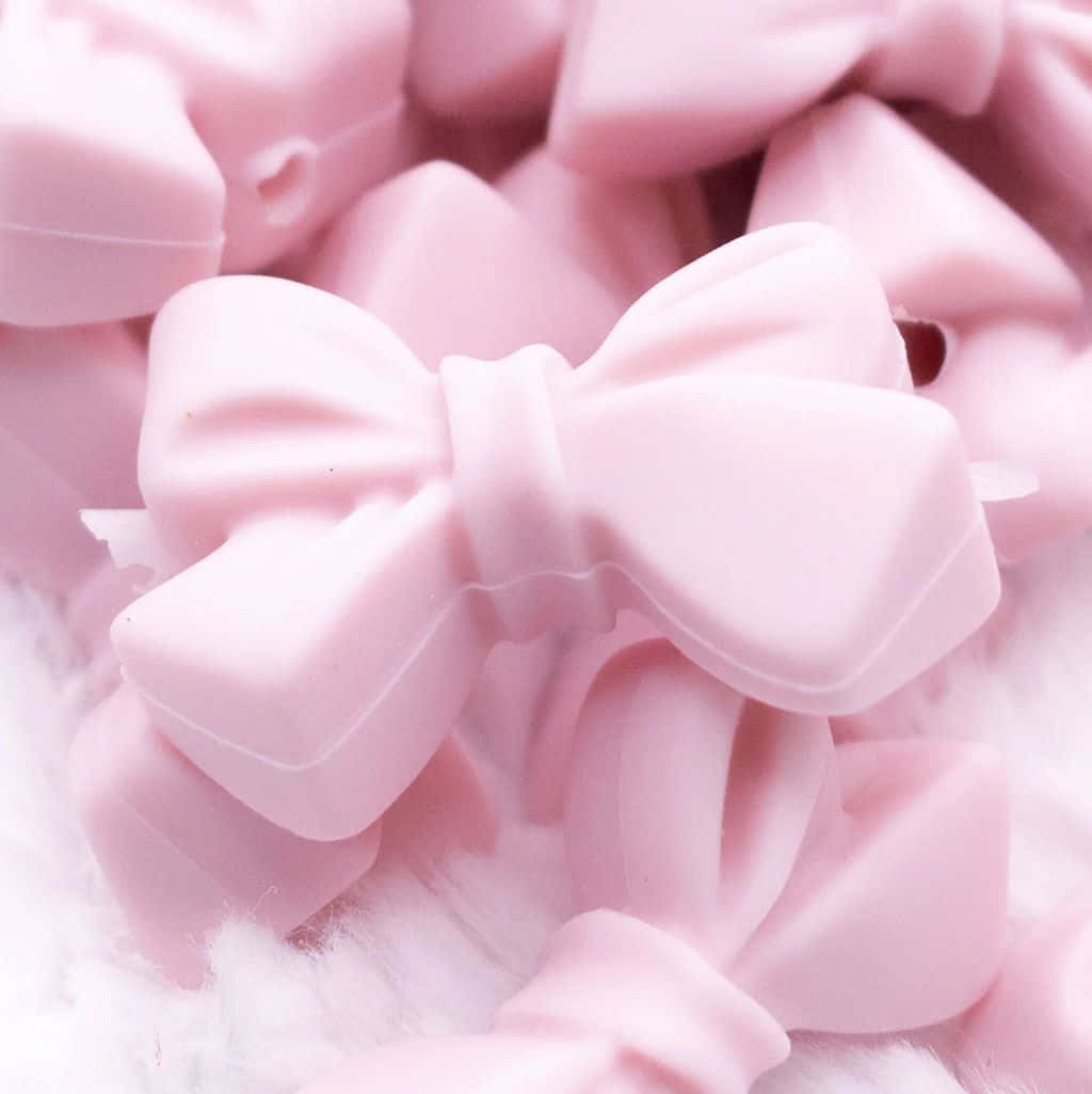pink bow, soft pastel pink, beads, SD Phone Wallpaper