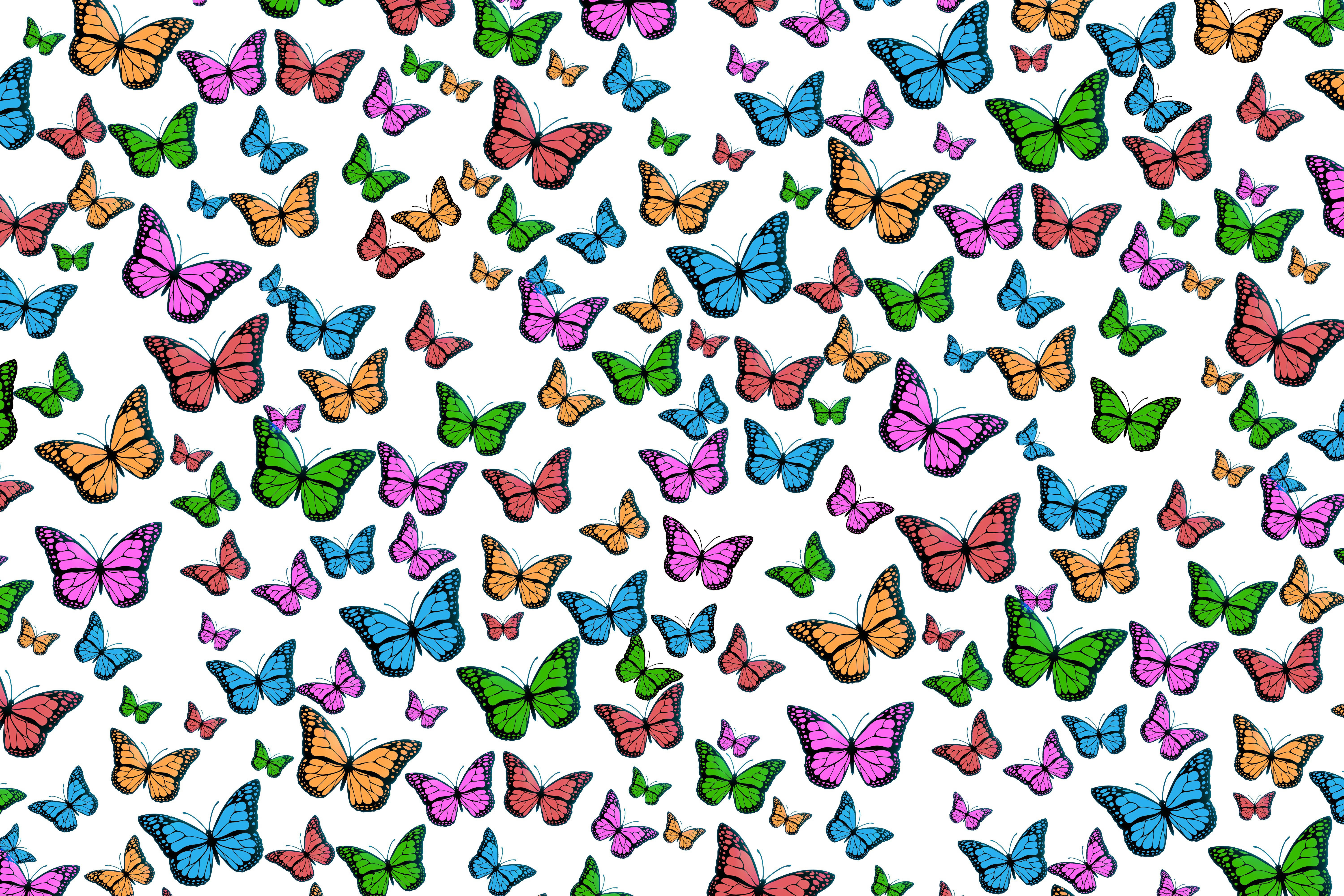 Pink Butterfly, kaleidoscope, multicolored butterflies, 5K Desktop Wallpaper