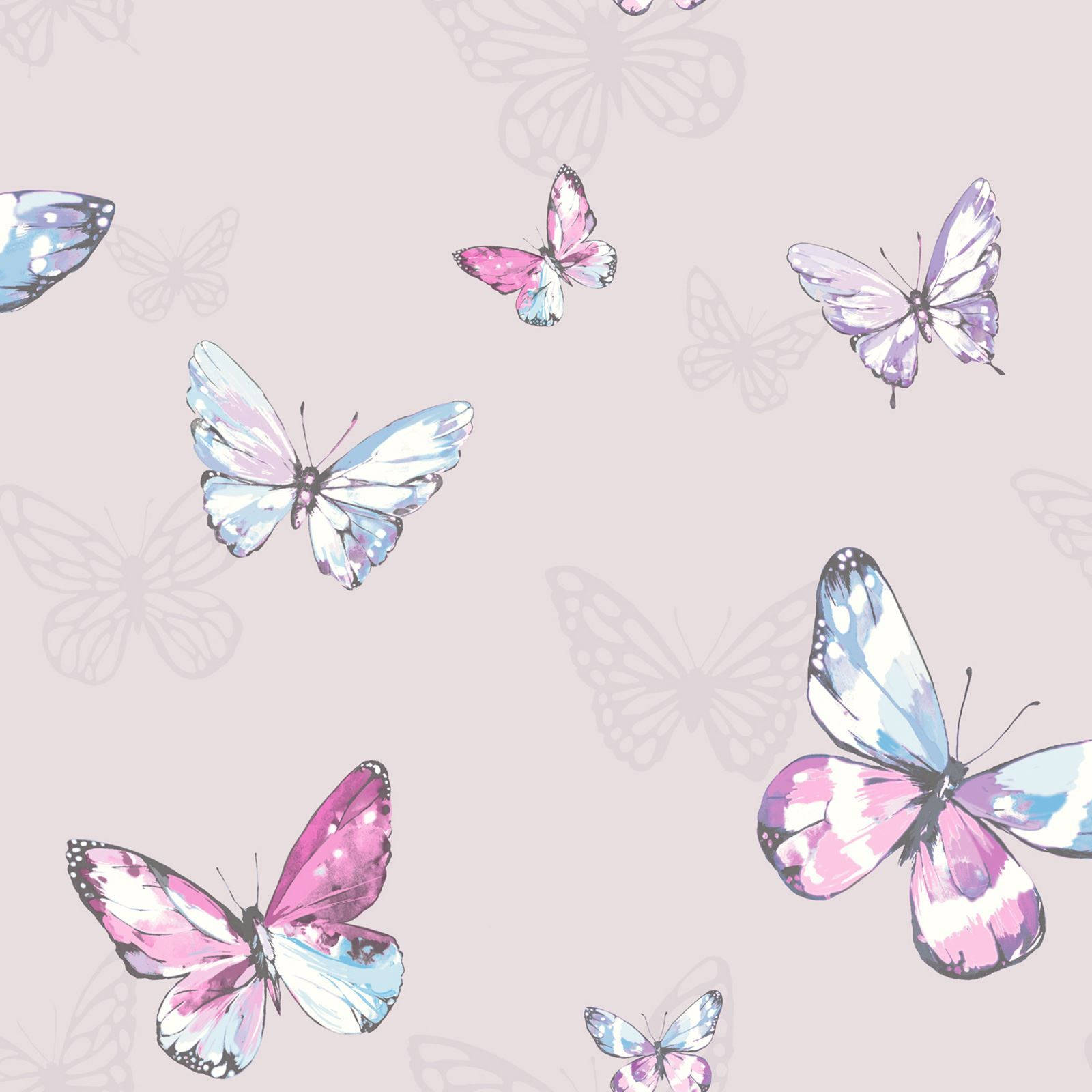 pink butterfly, blue butterfly, watercolor butterflies, HD Desktop Wallpaper