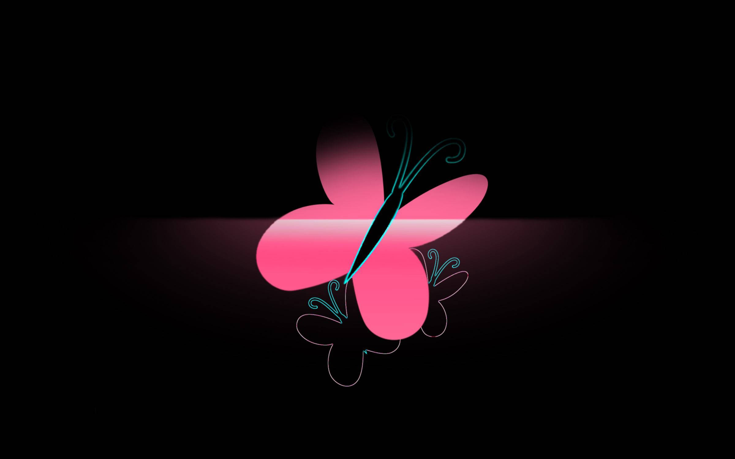 pink butterfly, teal outlines, black background, Full HD Desktop Wallpaper
