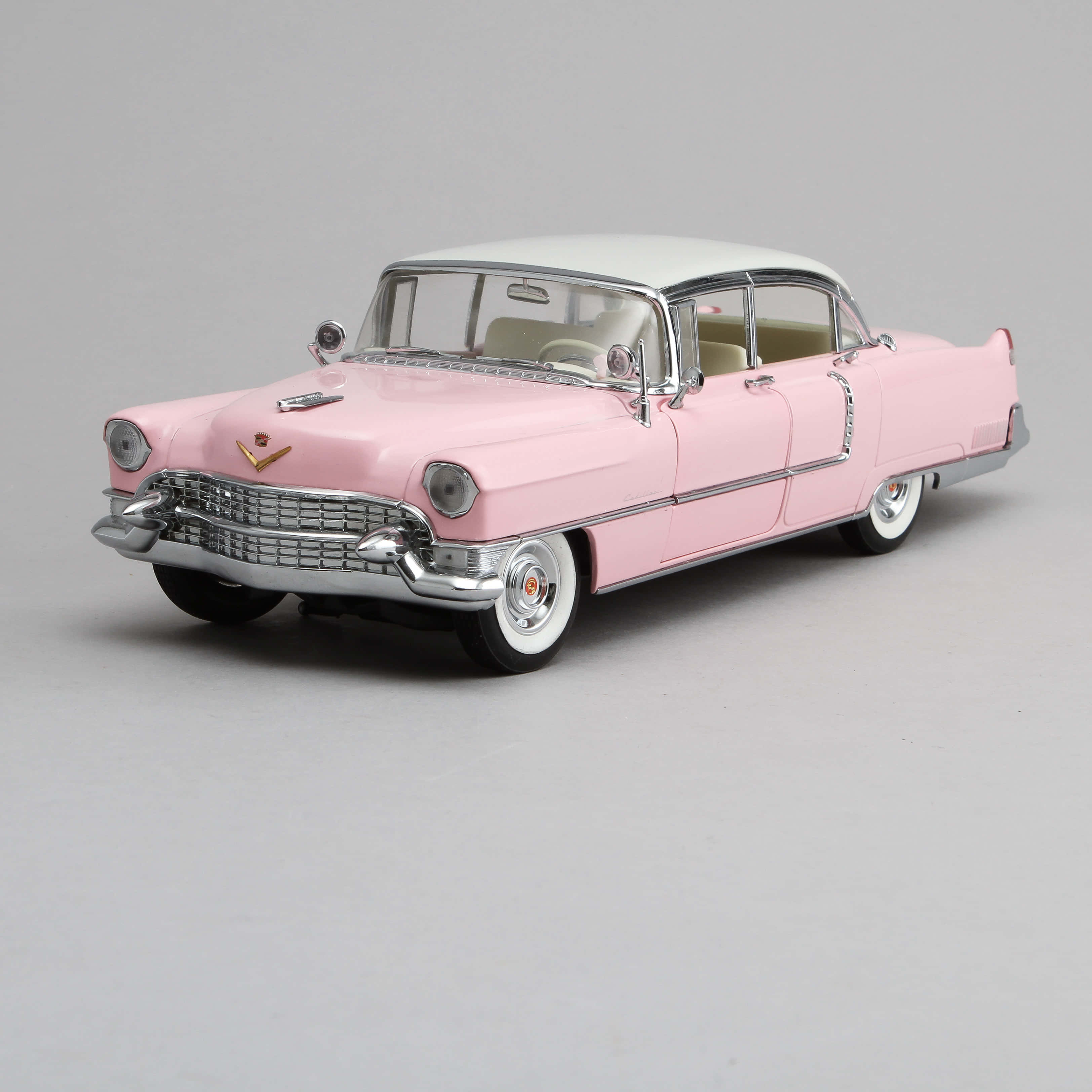 Pink Cadillac, vintage pink and white Cadillac, chrome details, 2K Desktop Wallpaper