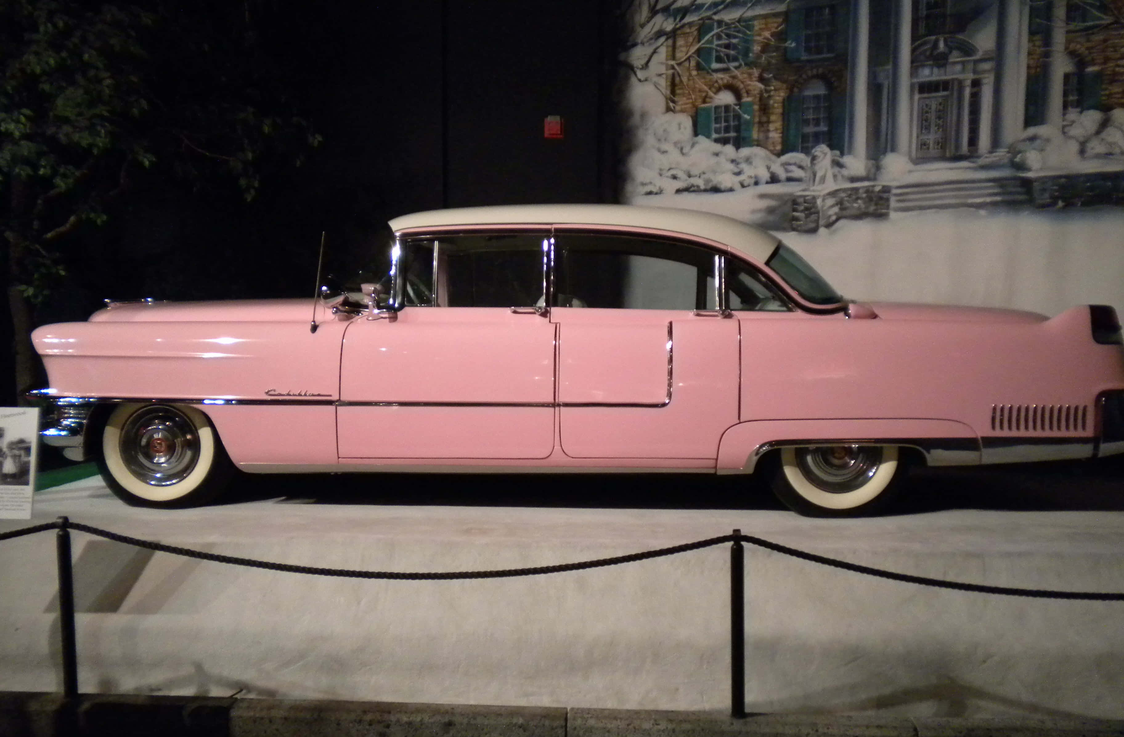 Pink Cadillac, vintage pink Cadillac, white roof, 2K Desktop Wallpaper