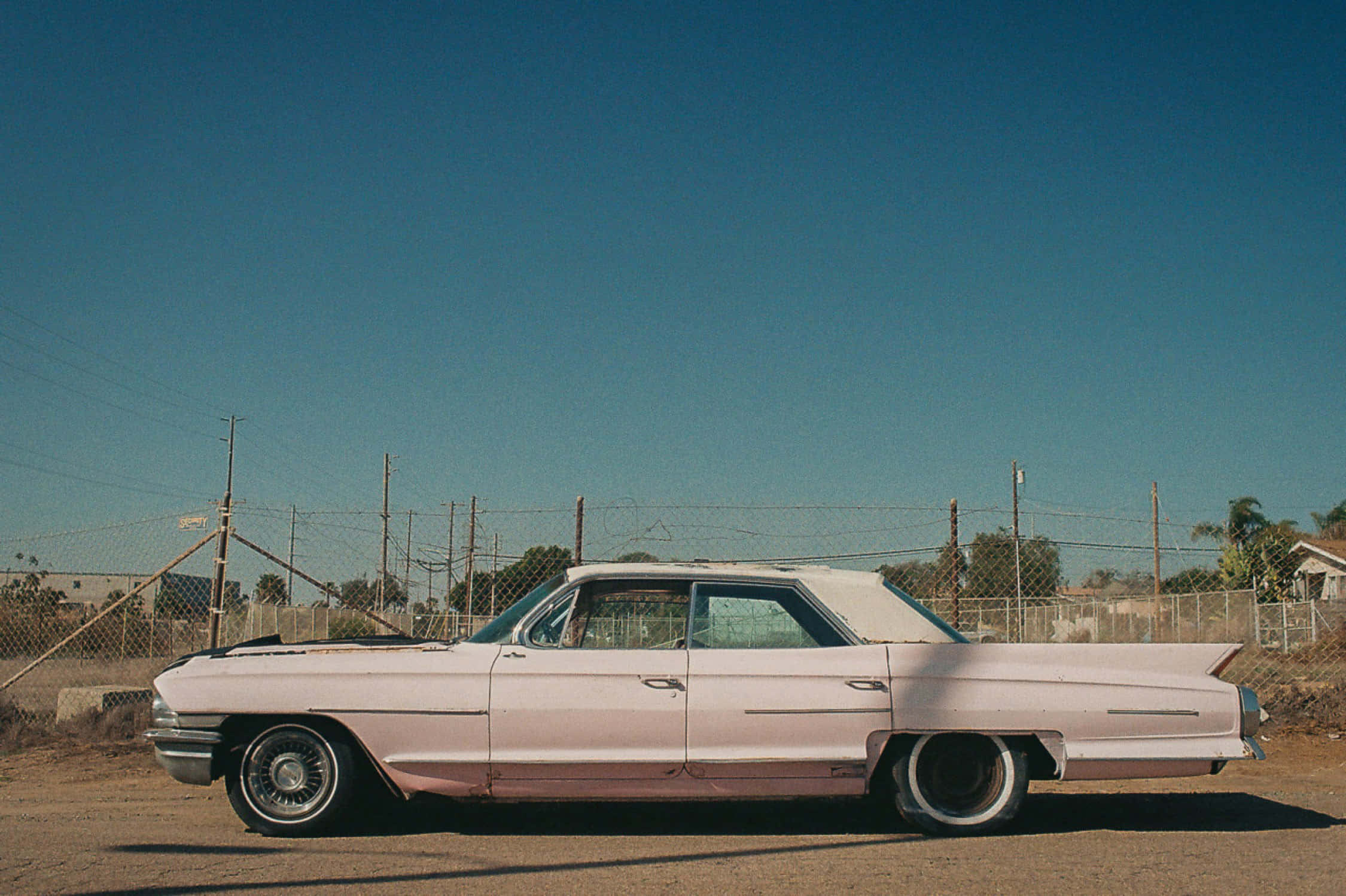 Pink Cadillac, vintage pink Cadillac, white convertible top, Full HD Desktop Wallpaper