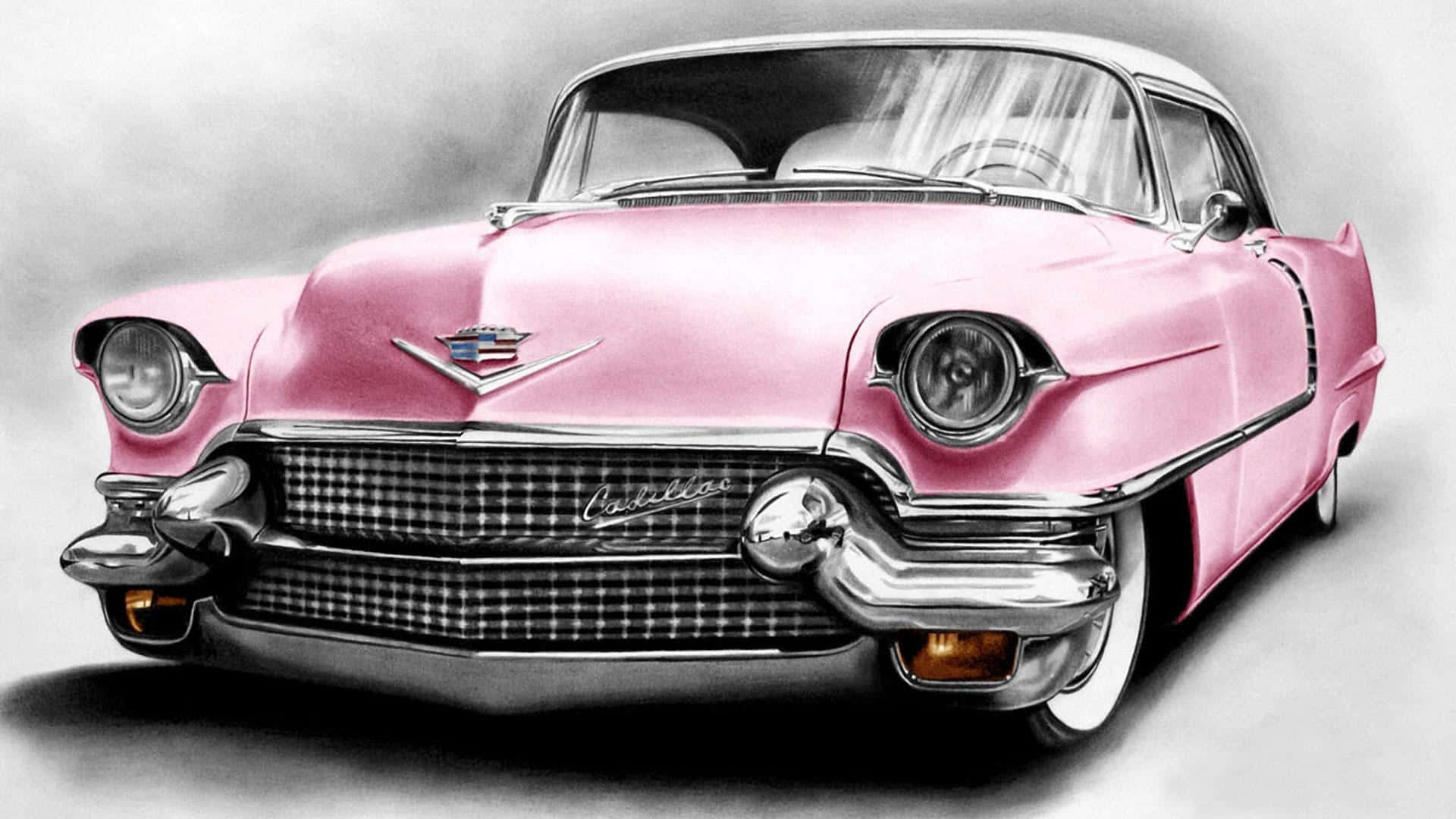 Pink Cadillac, vintage pink Cadillac, chrome accents, Full HD Desktop Wallpaper