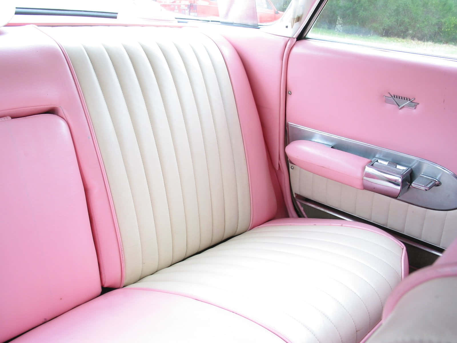 Pink Cadillac, vinyl seats, ribbed upholstery, HD Desktop Wallpaper