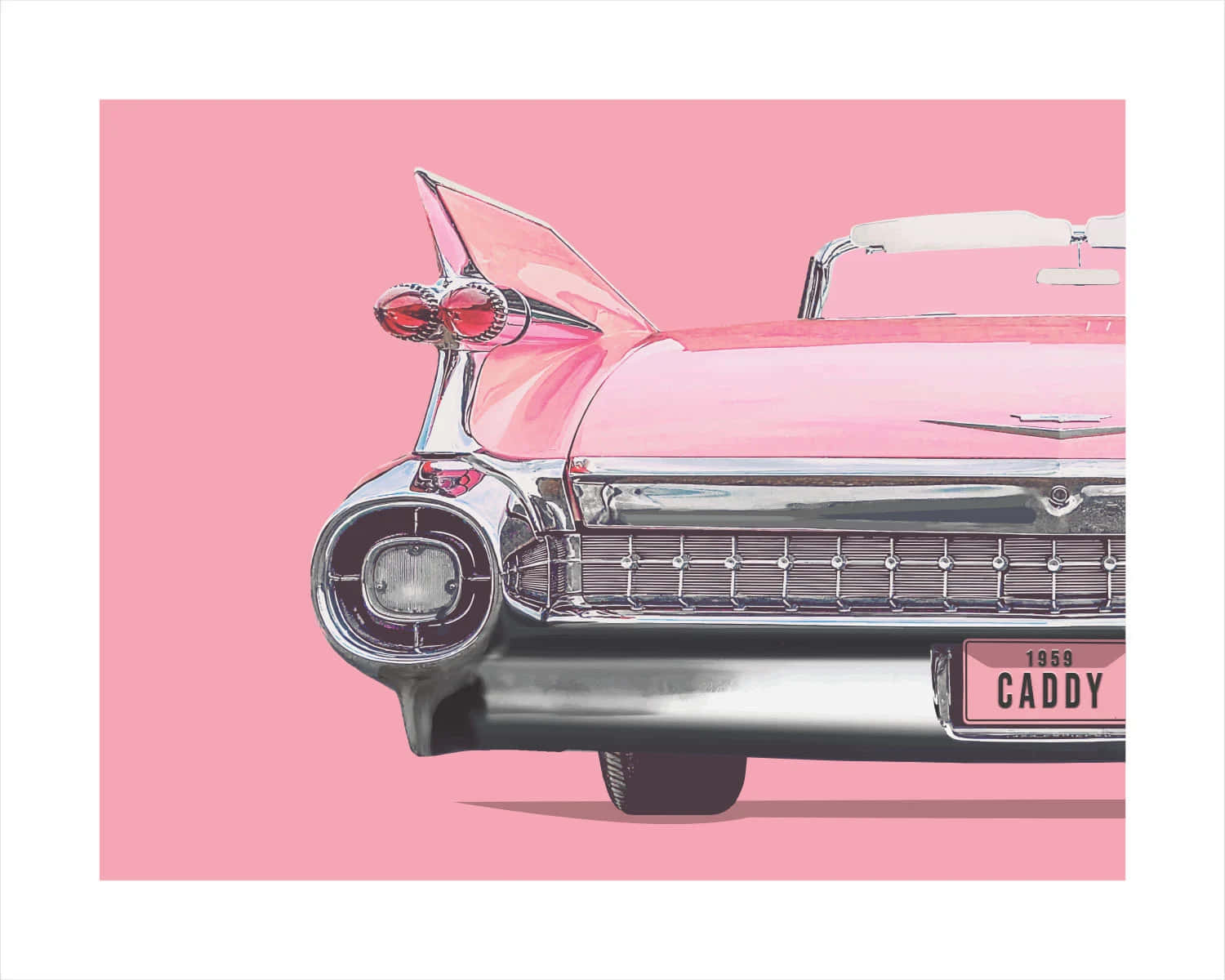 1959 pink Cadillac, chrome details, tail fins, HD Desktop Wallpaper