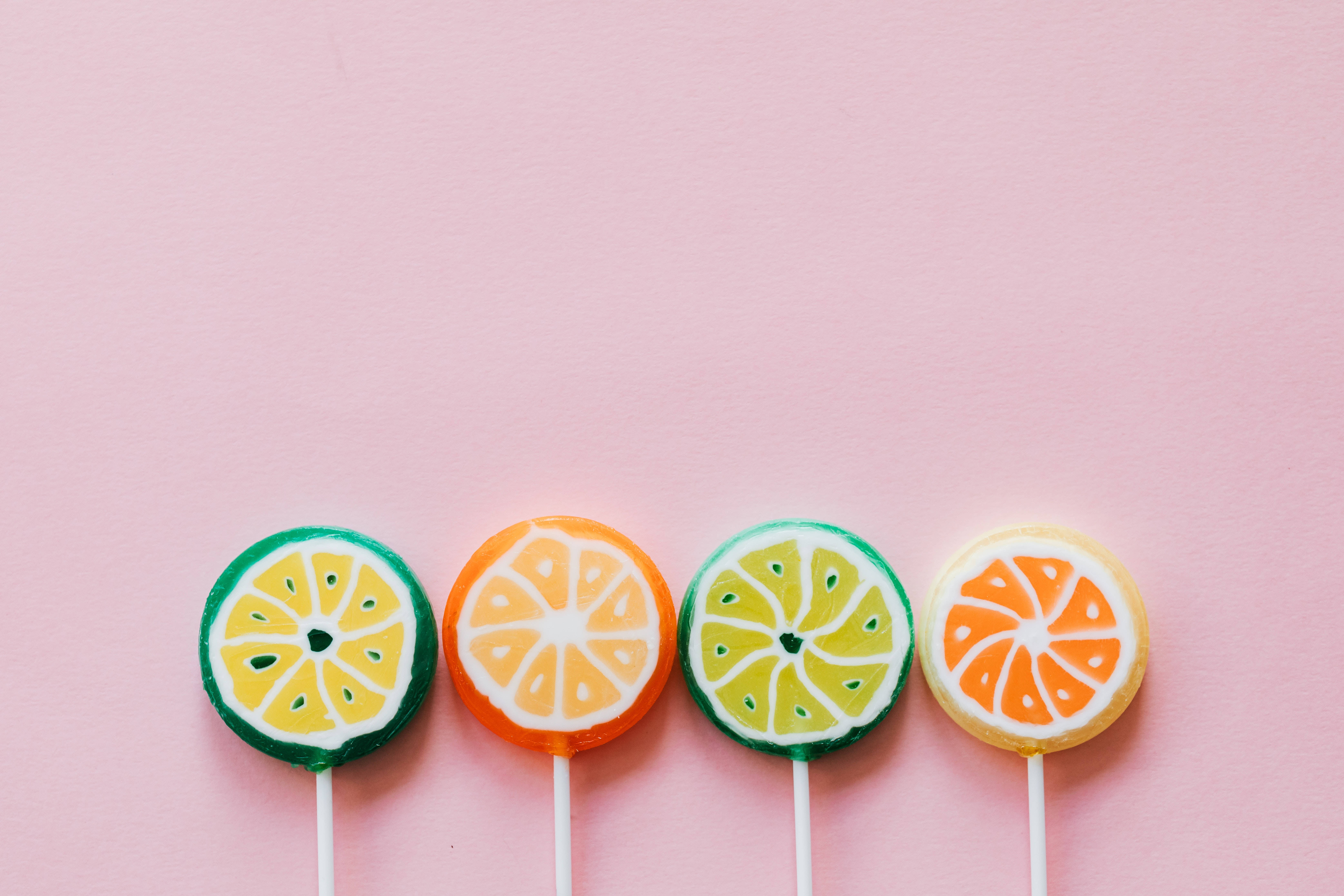 Fruit Lollipops, sliced lemons, limes, 5K Desktop Wallpaper
