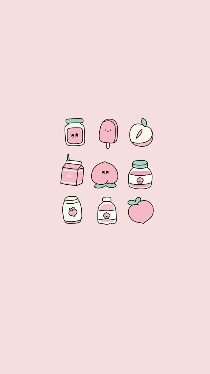 pastel pink, peach-themed, cartoon items with faces, HD Phone Wallpaper