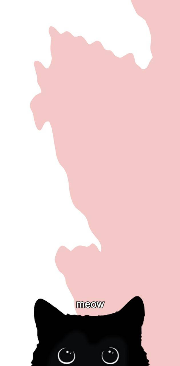 Pink Cat, black cat silhouette, big eyes, HD Phone Wallpaper