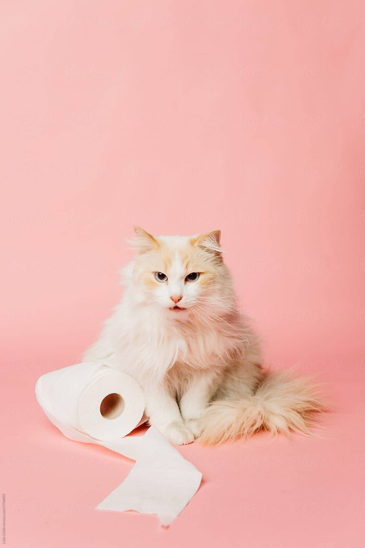 Pink Cat, toilet paper roll, creamy cat, HD Phone Wallpaper