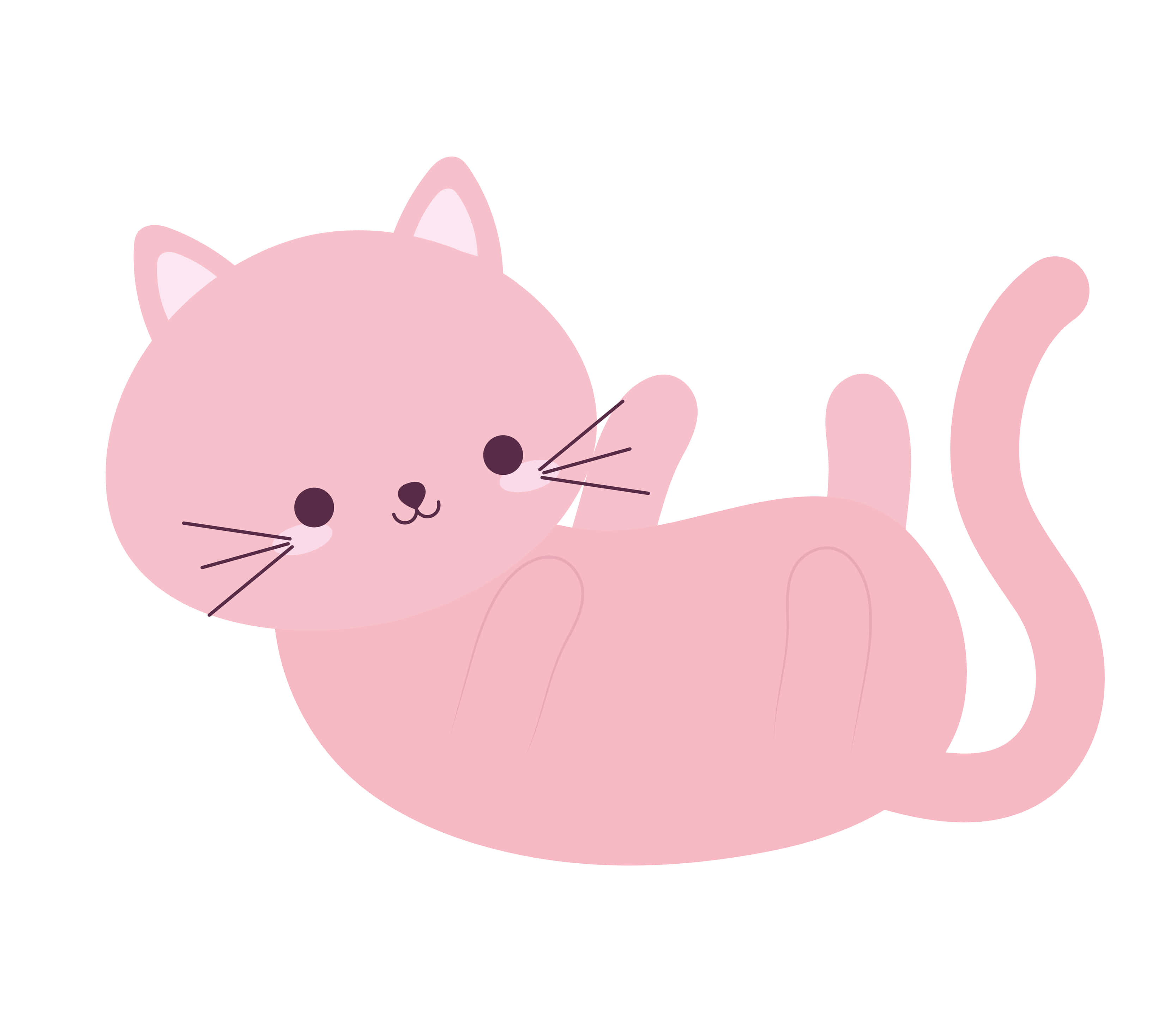 pink cat, cartoon cat, big eyes, 2K Desktop Wallpaper