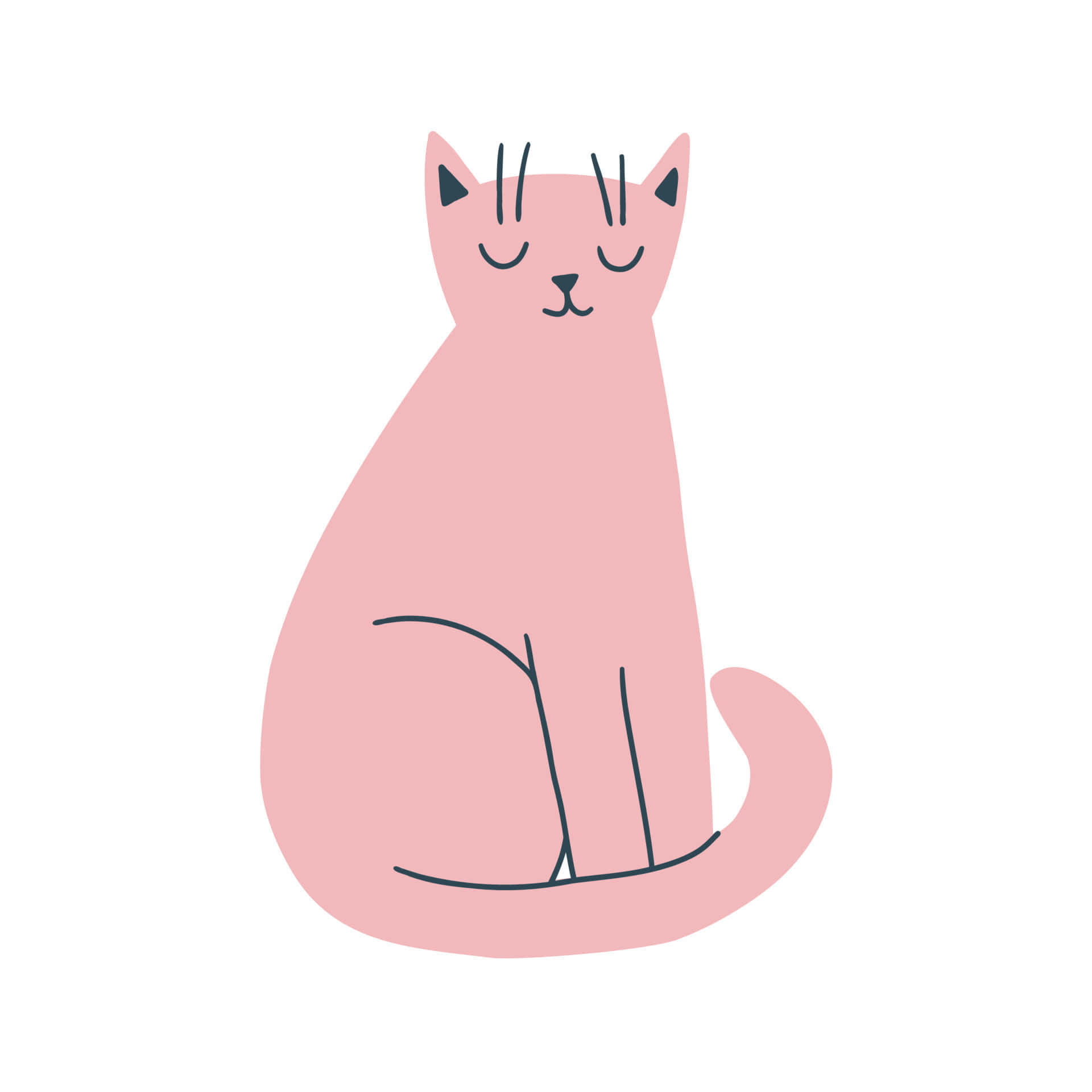 Pink Cat, minimalist, closed eyes, Full HD Desktop Wallpaper