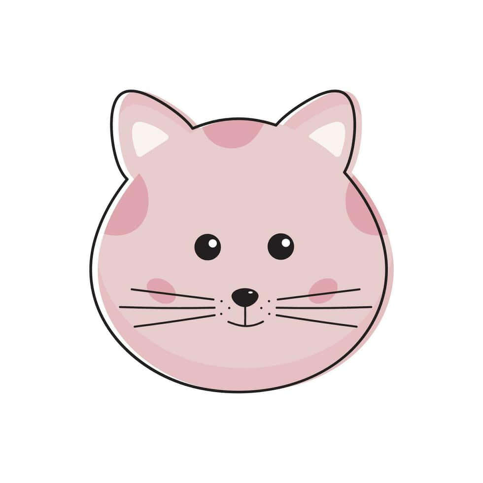 pink cat, cartoon cat, black outlines, SD Desktop Wallpaper