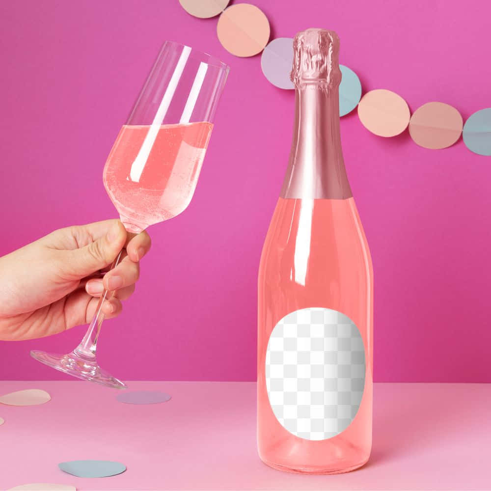 Pink Champagne, rose wine, vibrant pink background, SD Desktop Wallpaper