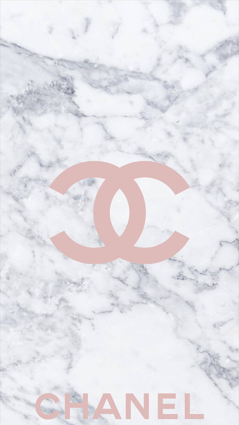 Pink Chanel Logo, Chanel logo, white and gray marble background, HD Phone Wallpaper